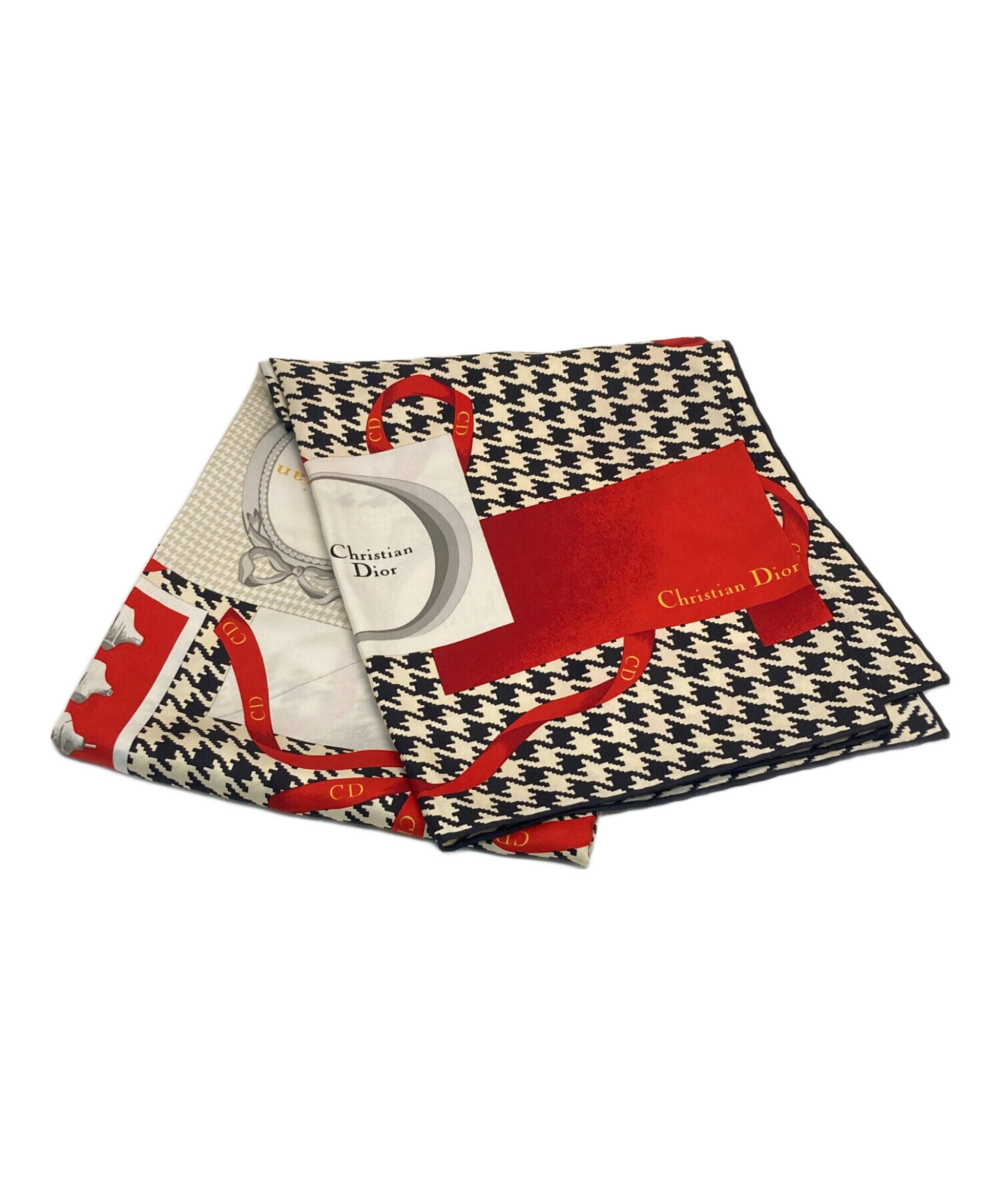 Christian Dior シルクストール ハウンドトゥース　ストッキング付き 中古・古着通販】Christian Dior (クリスチャン ディオール) 総柄