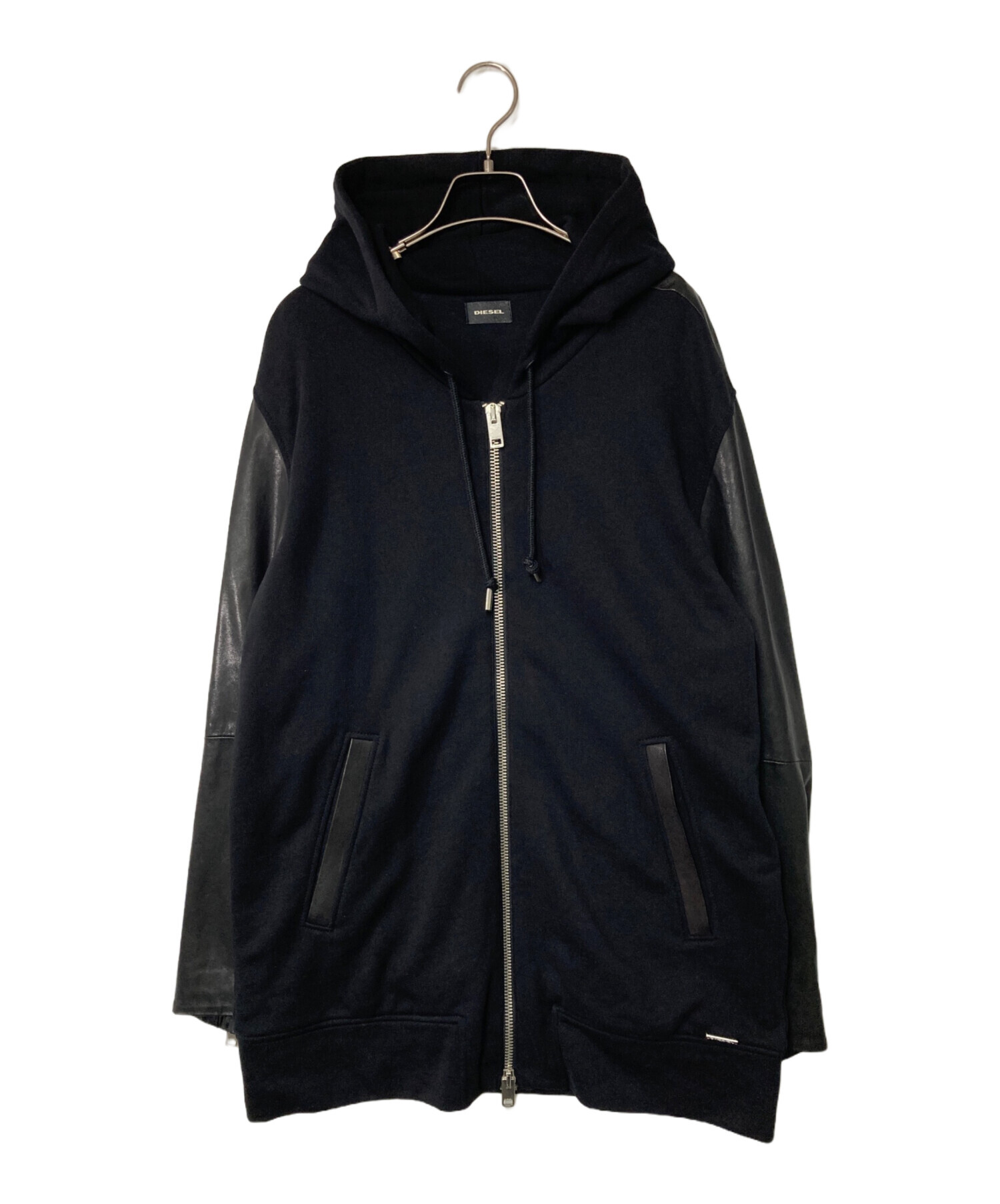 中古・古着通販】DIESEL (ディーゼル) シープレザー切替ジップパーカー 