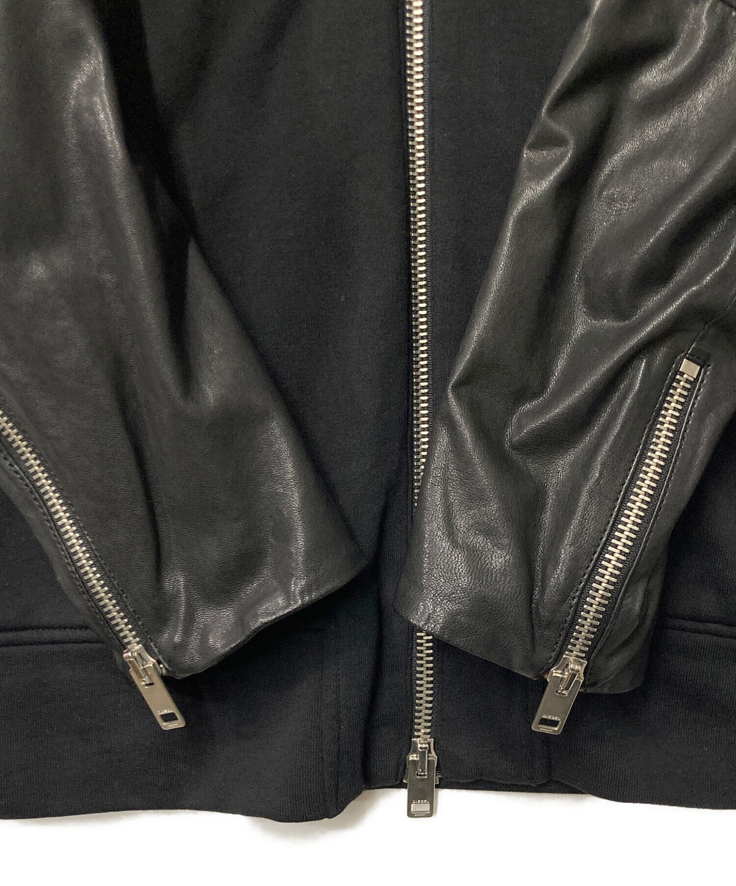 中古・古着通販】DIESEL (ディーゼル) シープレザー切替ジップパーカー 
