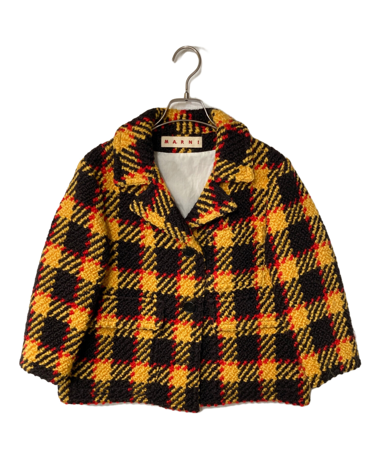 MARNI マルニ 変形 ツイードジャケット 38 中古・古着通販】MARNI (マルニ) チェックジャケット イエロー
