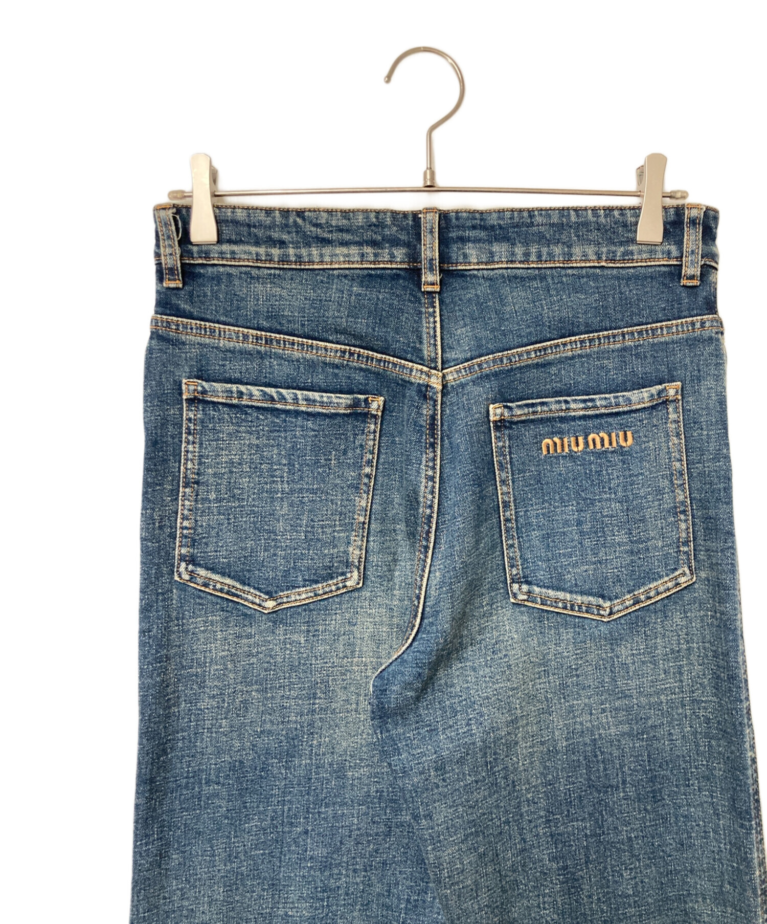 中古・古着通販】MIU MIU (ミュウミュウ) ロゴ刺繍デニムパンツ