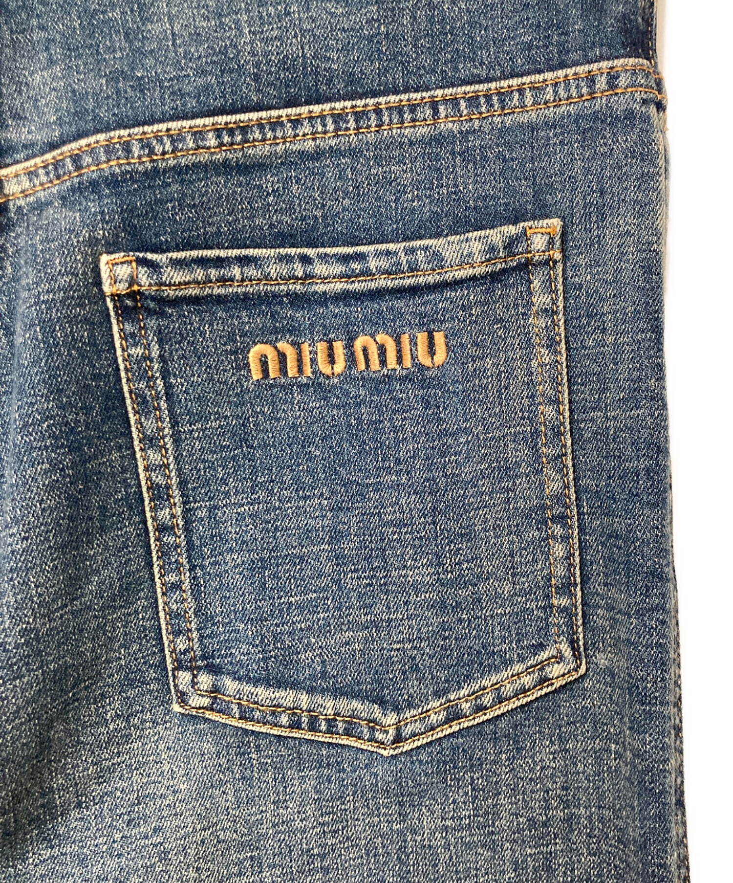中古・古着通販】MIU MIU (ミュウミュウ) ロゴ刺繍デニムパンツ