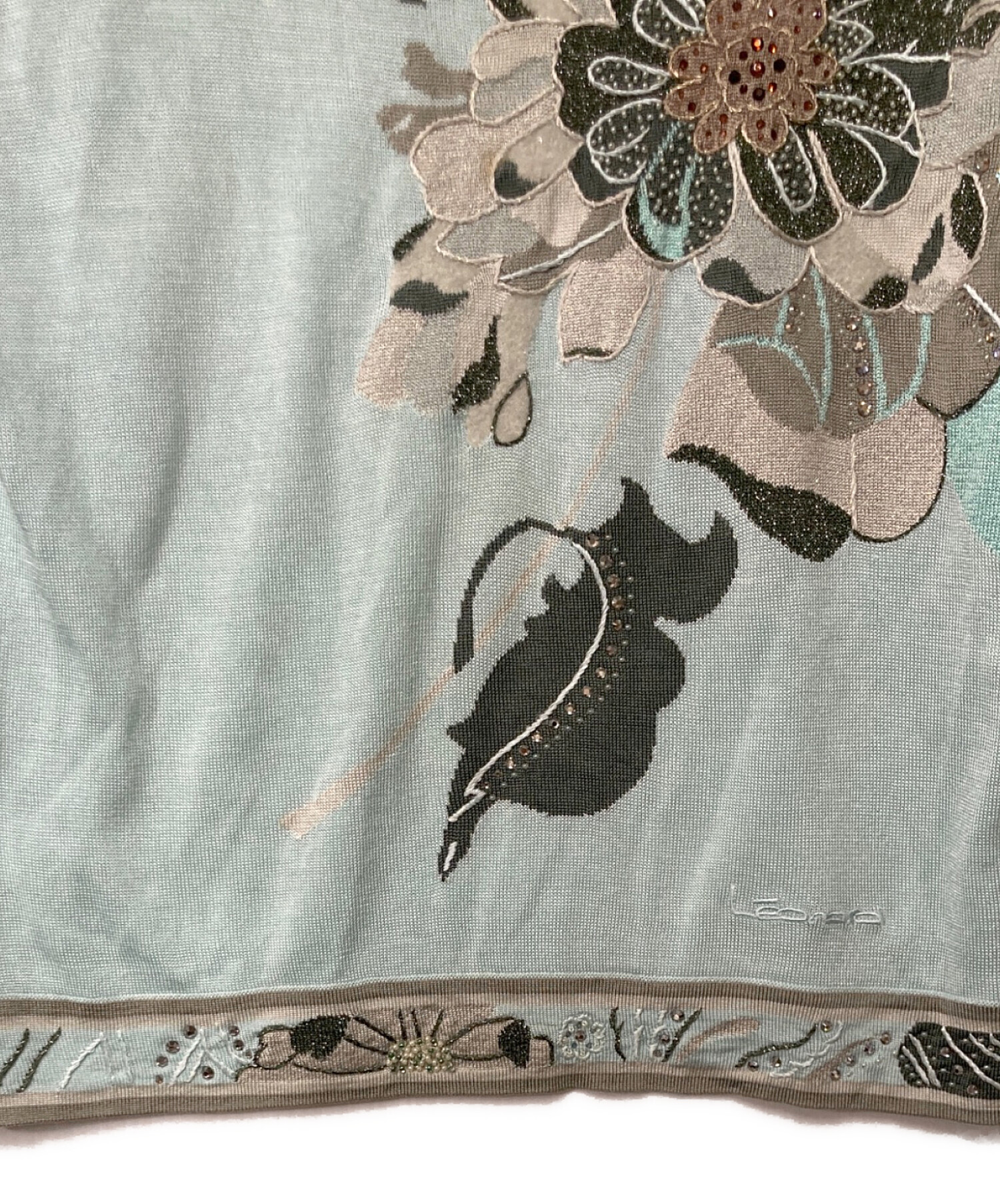 中古・古着通販】LEONARD (レオナール) 刺繍ニット ブルー サイズ:XL