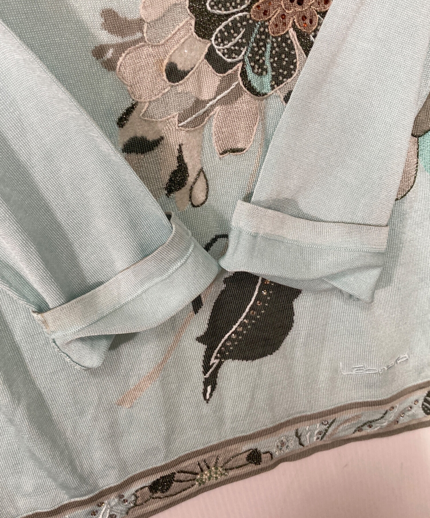 中古・古着通販】LEONARD (レオナール) 刺繍ニット ブルー サイズ:XL