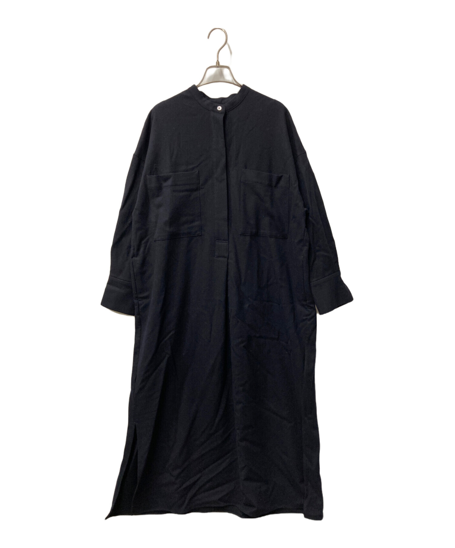 中古・古着通販】SACRA (サクラ) ウールシャツワンピース ブラック