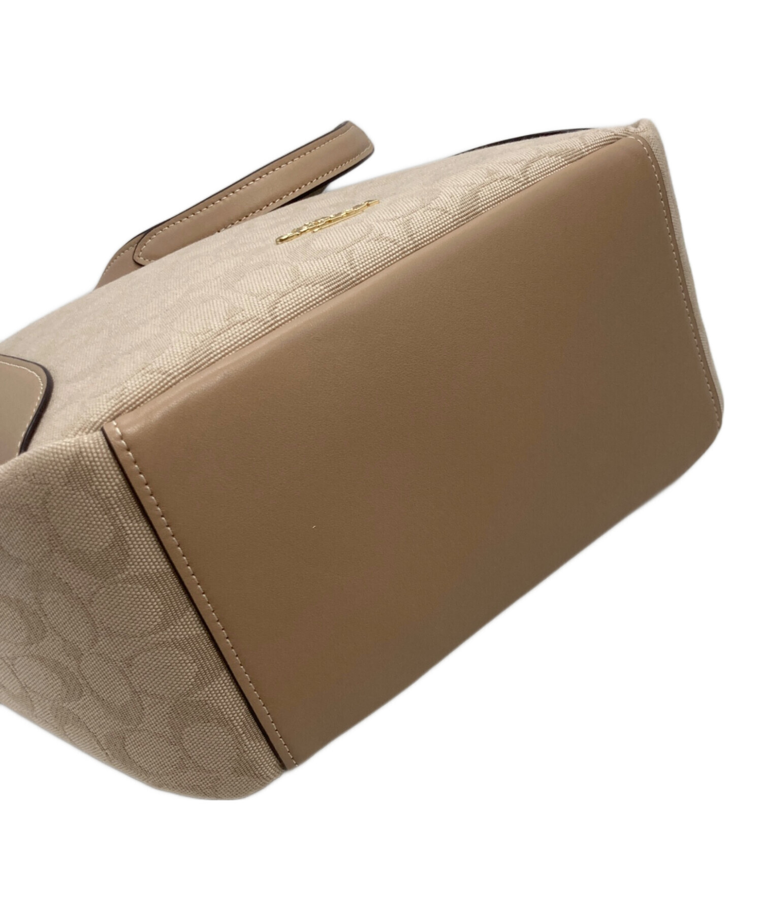 COACH ロゴパターン ベージュキャンバスバッグ 中古・古着通販】COACH (コーチ) ハドリー ターンロック トート バッグ