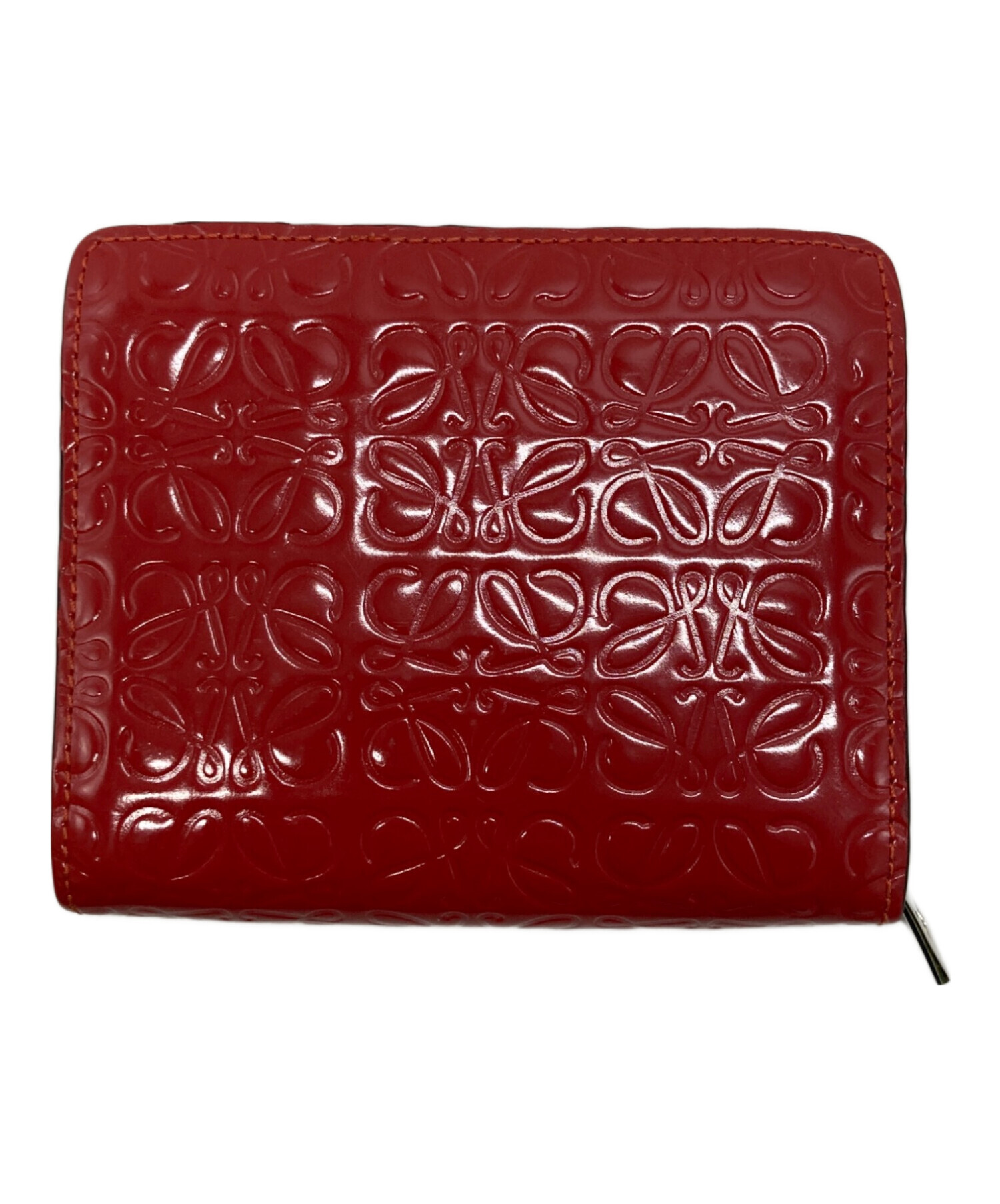 ロエベ LOEWE ロゴ 2つ折り財布 レザー レッド 中古・古着通販】LOEWE (ロエベ) 2つ折り財布 レッド｜ブランド・古着
