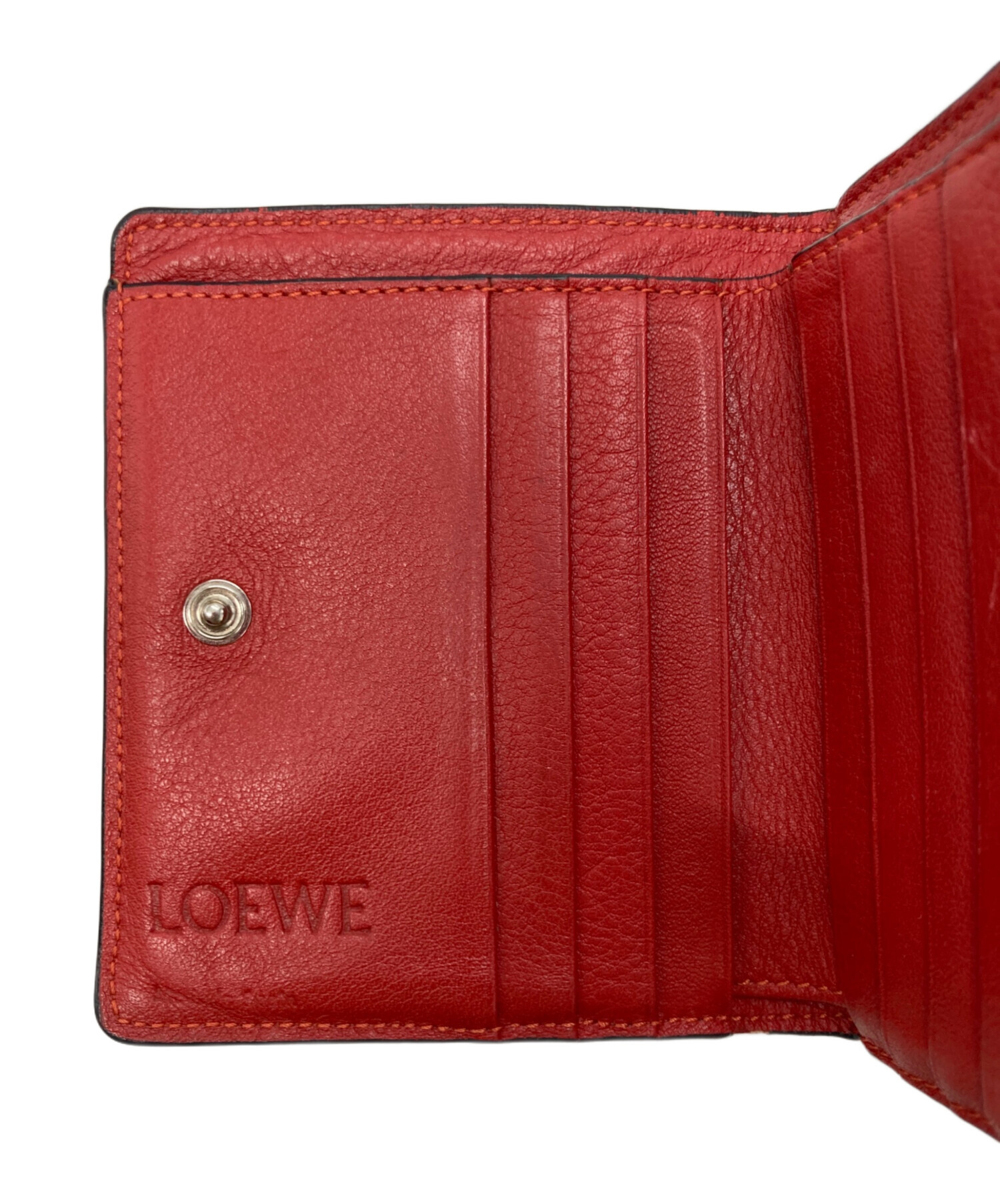 LOEWE ワインレッド 二つ折り財布 中古・古着通販】LOEWE (ロエベ) 2つ折り財布 レッド｜ブランド・古着