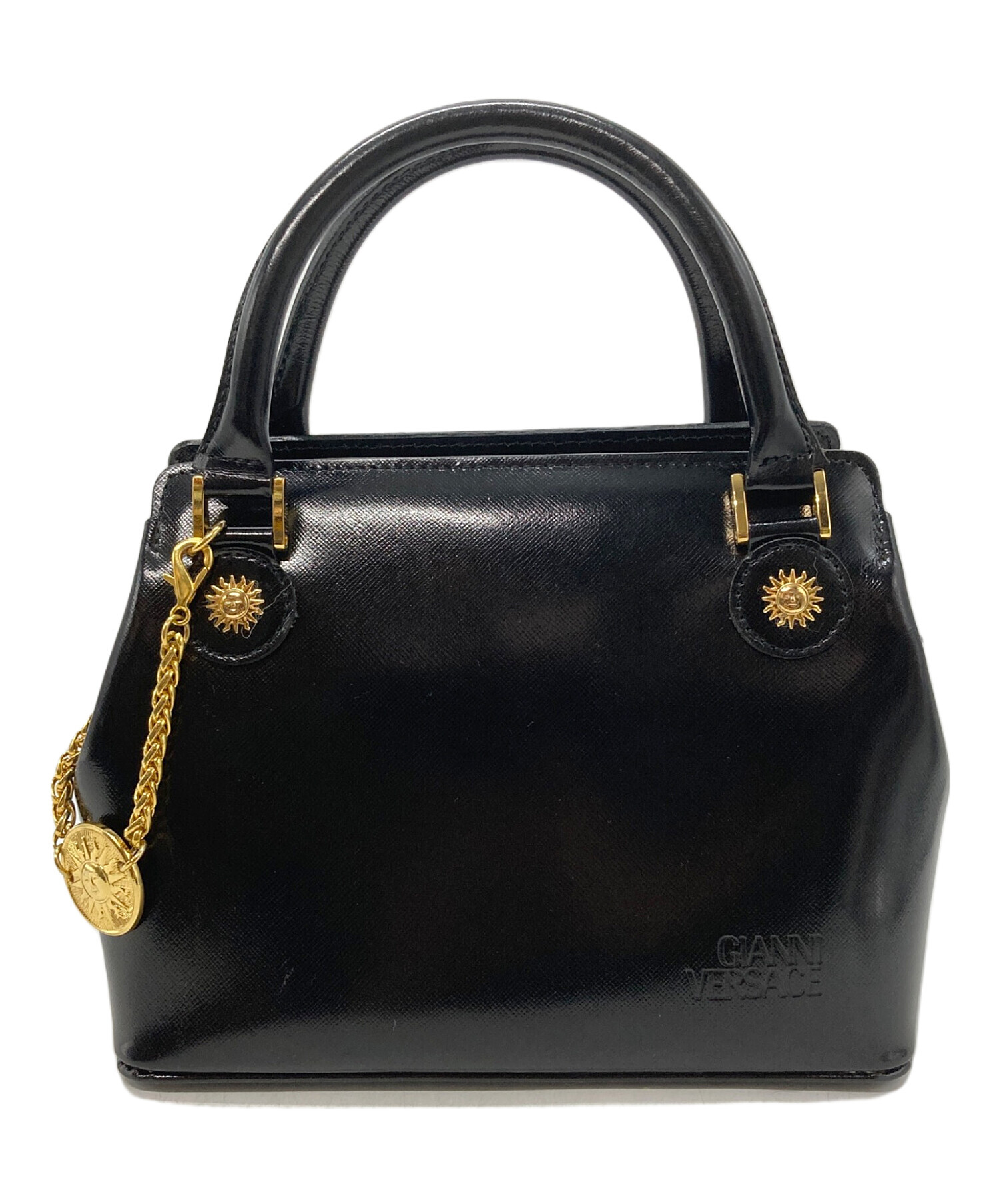 ジャンニヴェルサーチ ヴィンテージ メデューサ ハンドバッグ ブラック 中古・古着通販】GIANNI VERSACE (ジャンニ・ヴェルサーチ