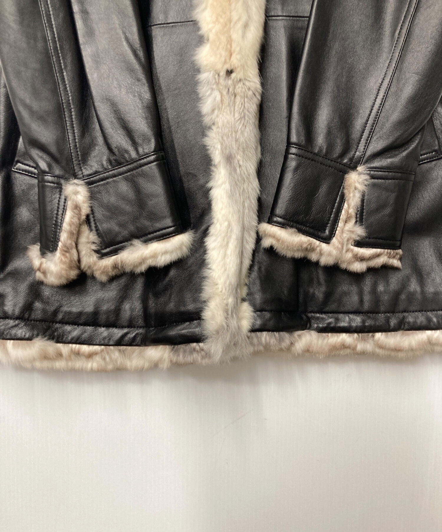 バーバリー　ブラックレーベル 羊革 レザージャケット コート チンチラファー 中古・古着通販】BURBERRY BLACK LABEL (バーバリーブラックレーベル