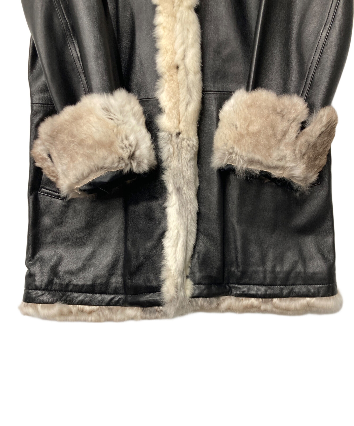 バーバリー　ブラックレーベル 羊革 レザージャケット コート チンチラファー 中古・古着通販】BURBERRY BLACK LABEL (バーバリーブラックレーベル