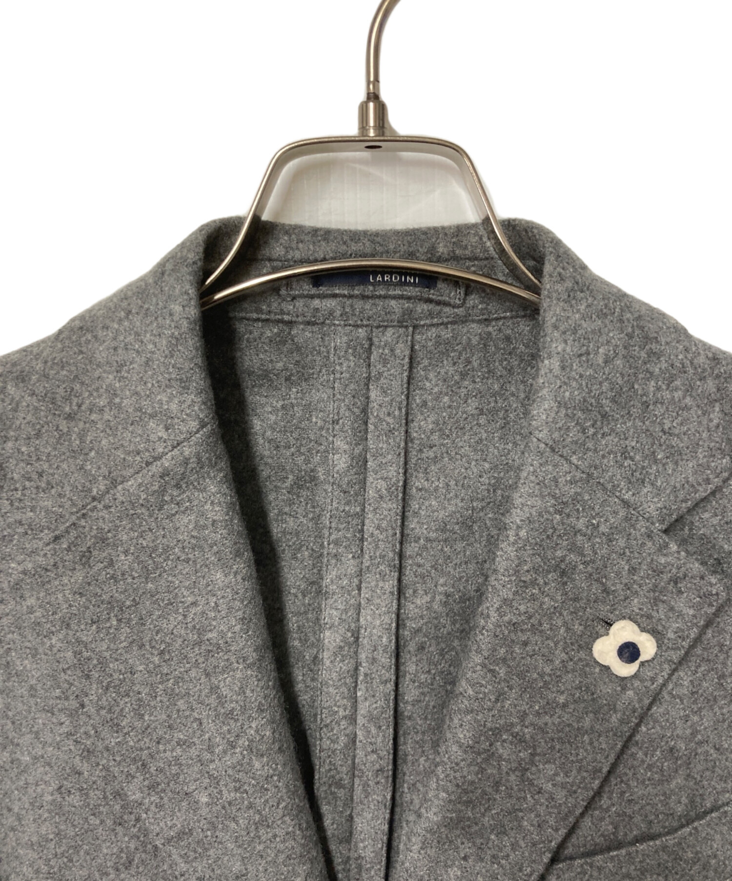 <美品>LARDINI カシミヤ100% グレージュ ジャケット サイズ46 中古・古着通販】LARDINI (ラルディーニ) カシミヤウール段返りB