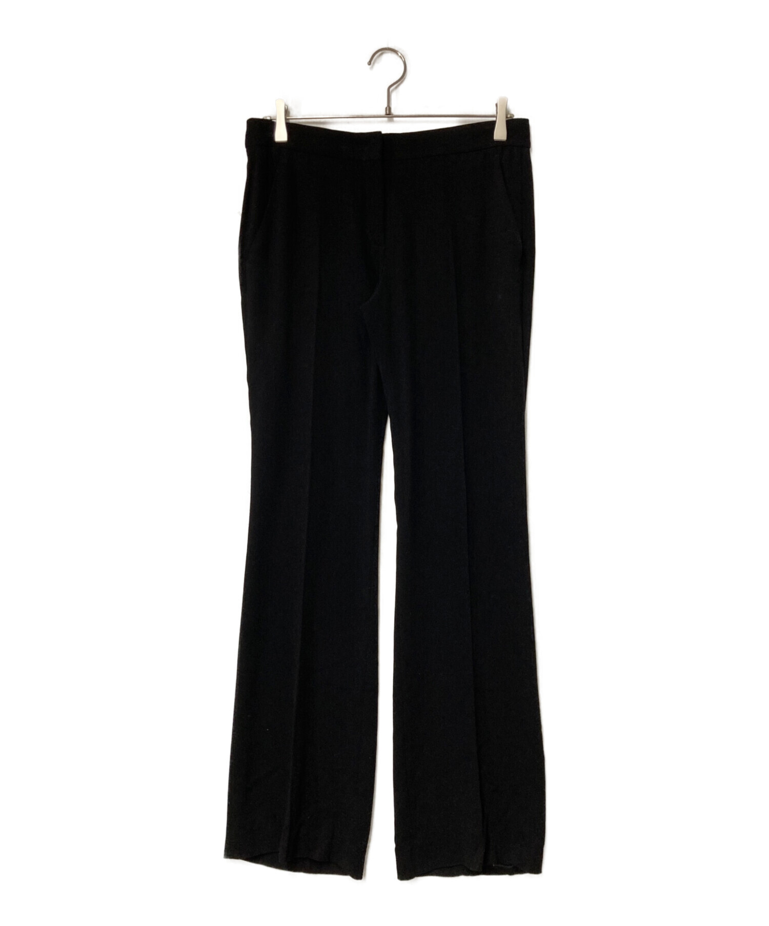 PRADA フレアパンツ ブラック 中古・古着通販】PRADA (プラダ) センタープレスフレアパンツ サイズ