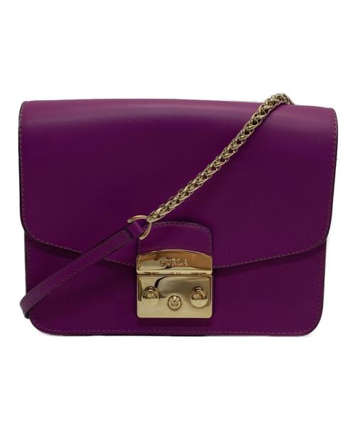 FURLA フルラ 装飾デザインミニチェーンショルダーバッグ パープル 中古・古着通販】FURLA (フルラ) チェーンショルダーバッグ ピンク