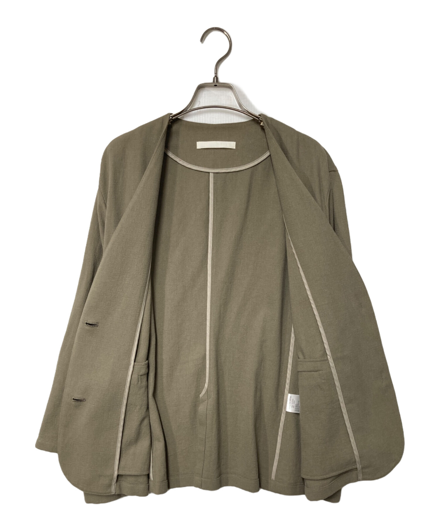 evam eva グレー ノーカラージャケット 中古・古着通販】evam eva (エヴァムエヴァ) ノーカラージャケット