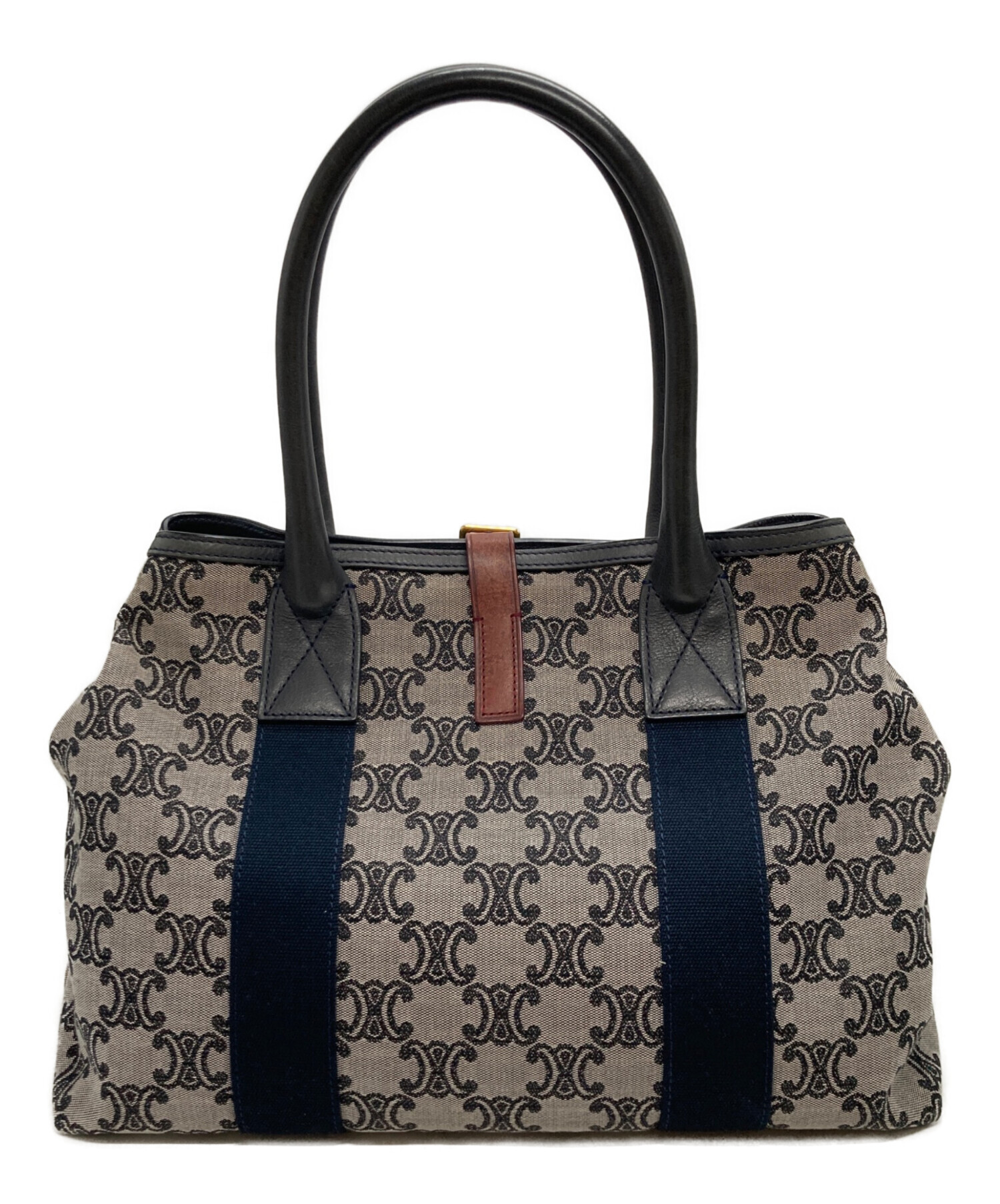 美品 セリーヌ ハンドバッグ トリオンフ マカダム レディース 自立 ネイビー 中古・古着通販】CELINE (セリーヌ) トリオンフ ハンドバッグ ネイビー