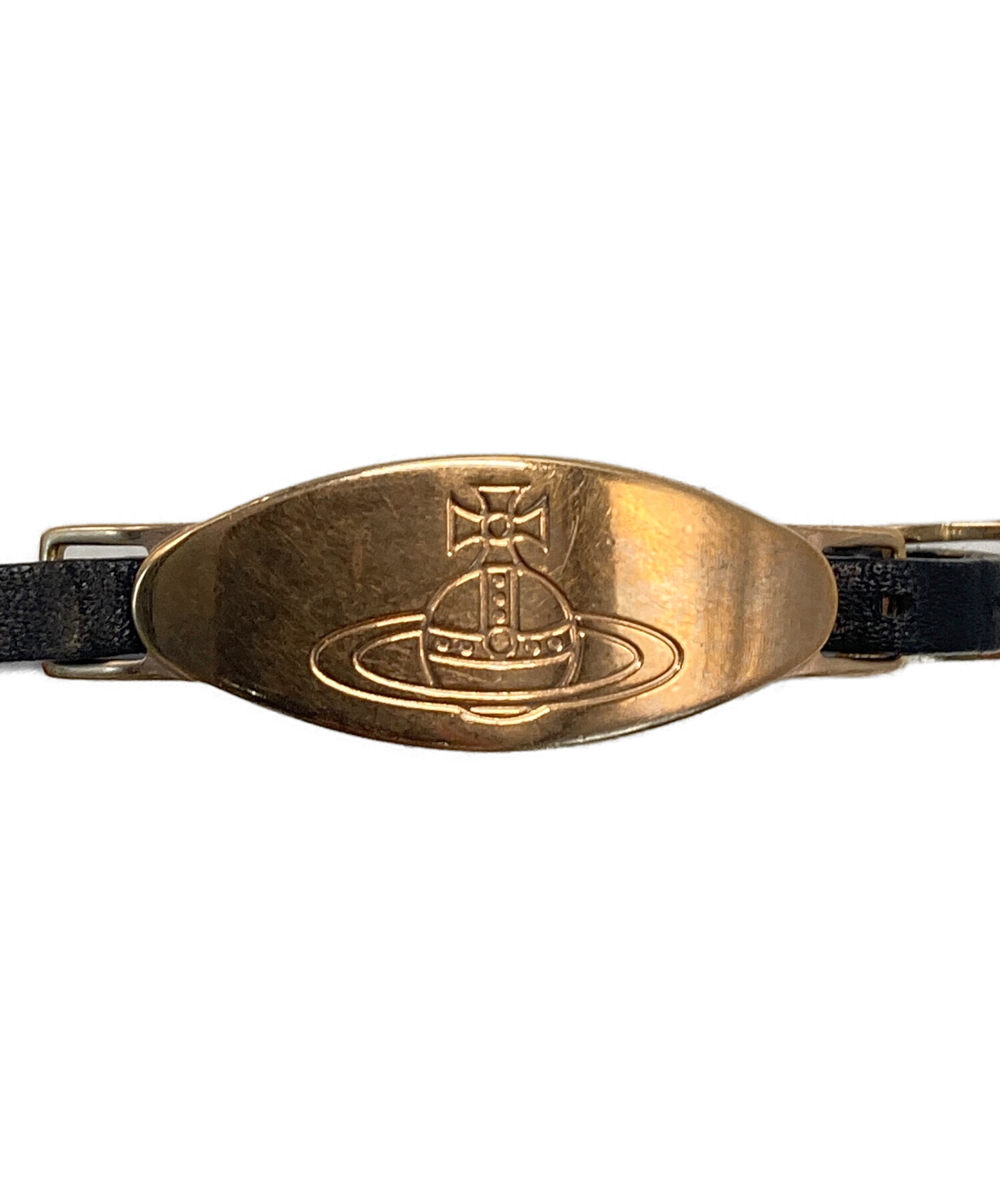 Vivienne Westwood ブレスレット レザー オーブ プレート　金黒 中古・古着通販】Vivienne Westwood (ヴィヴィアンウエストウッド
