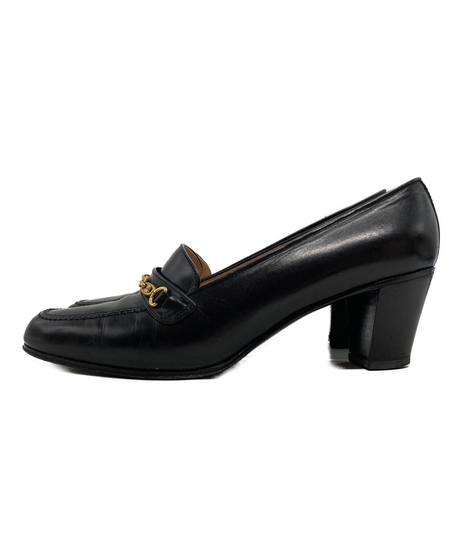 中古・古着通販】CELINE (セリーヌ) ヒールビットローファー ブラック 