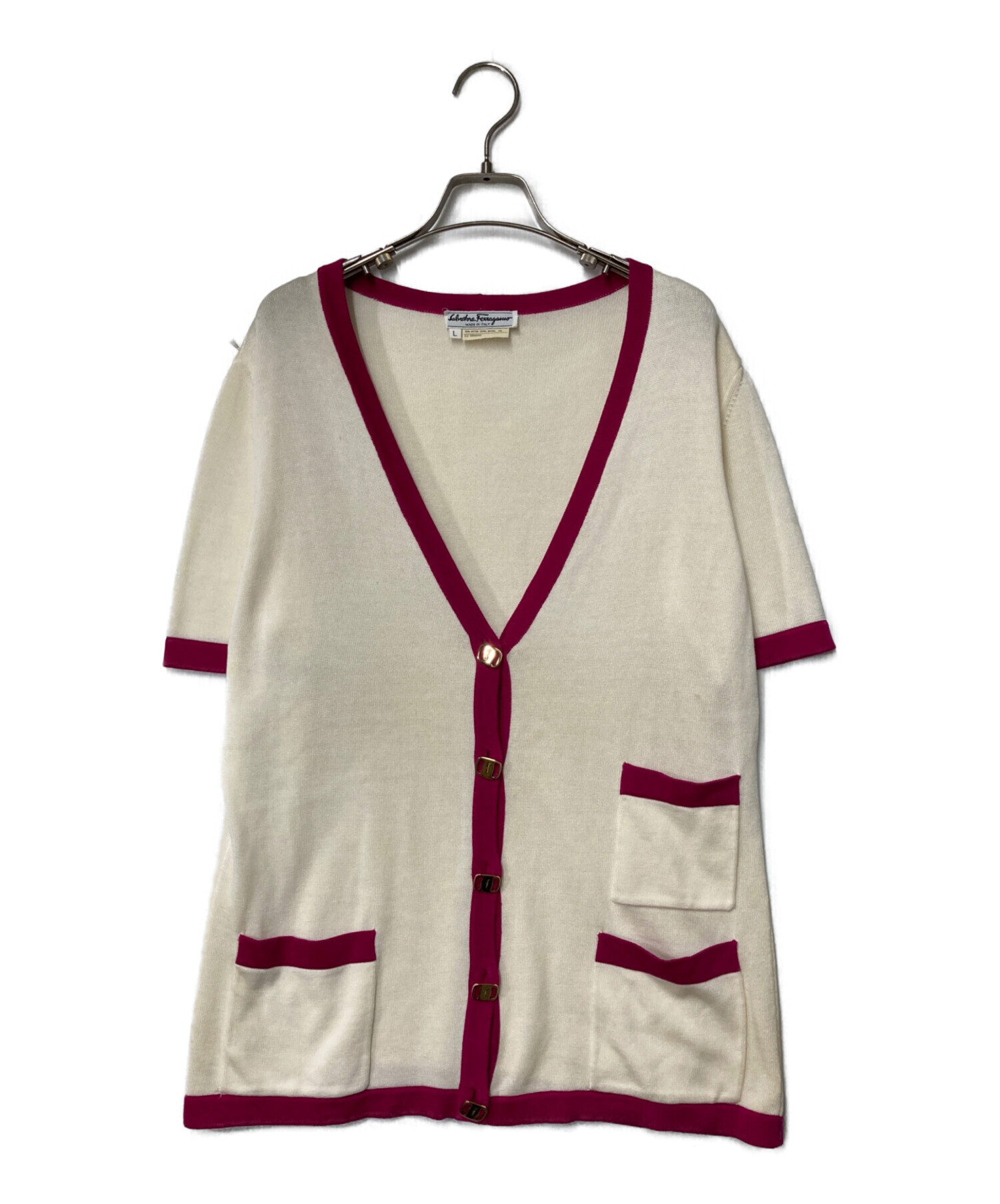 サルヴァトーレフェラガモ アンサンブル カーディガン 半袖 ニット シルク 中古・古着通販】Salvatore Ferragamo (サルヴァトーレ フェラガモ