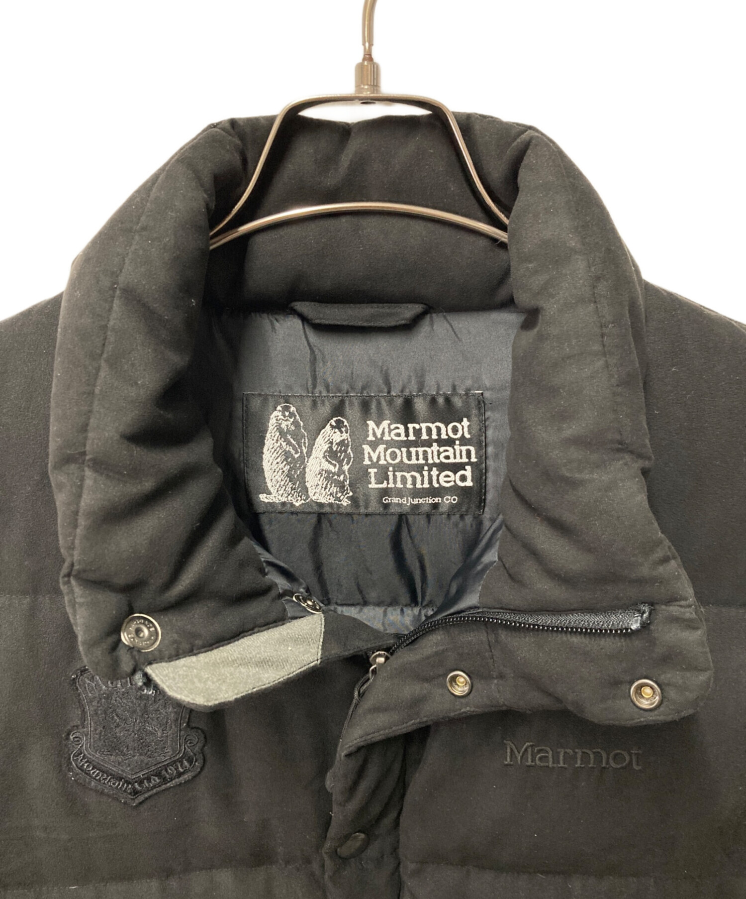 美品 90s ビンテージ MRMOT ダウンベスト ブラック L 刺繍ロゴ 中古・古着通販】MARMOT (マーモット) ダウンベスト ブラック サイズ:M
