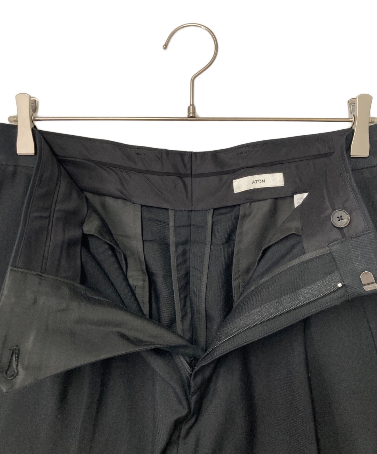 ATON 25ssNIDOM SILK WIDE PANTS サイズ4 中古・古着通販】ATON (エイトン) NIDOM SILK WIDE PANTS ブラック