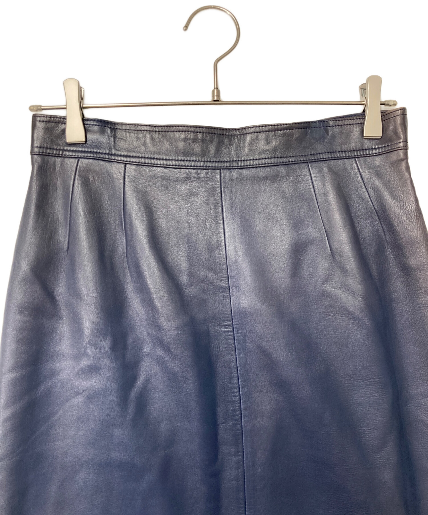 中古・古着通販】LOEWE (ロエベ) ナッパレザースカート ネイビー