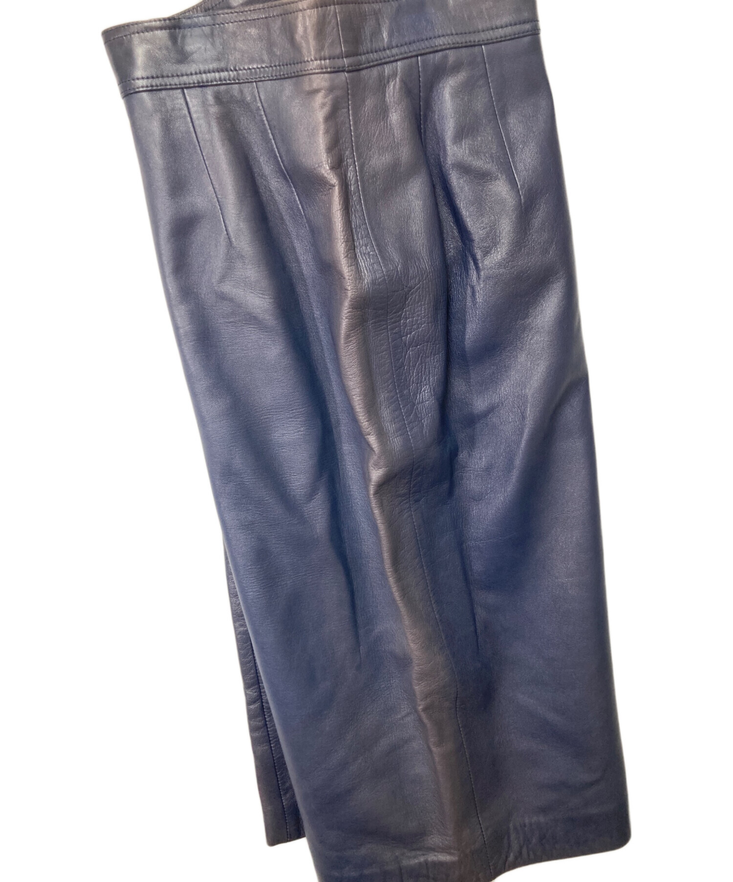 中古・古着通販】LOEWE (ロエベ) ナッパレザースカート ネイビー