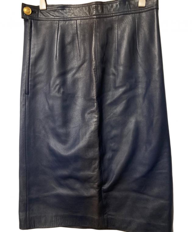 中古・古着通販】LOEWE (ロエベ) ナッパレザースカート ネイビー
