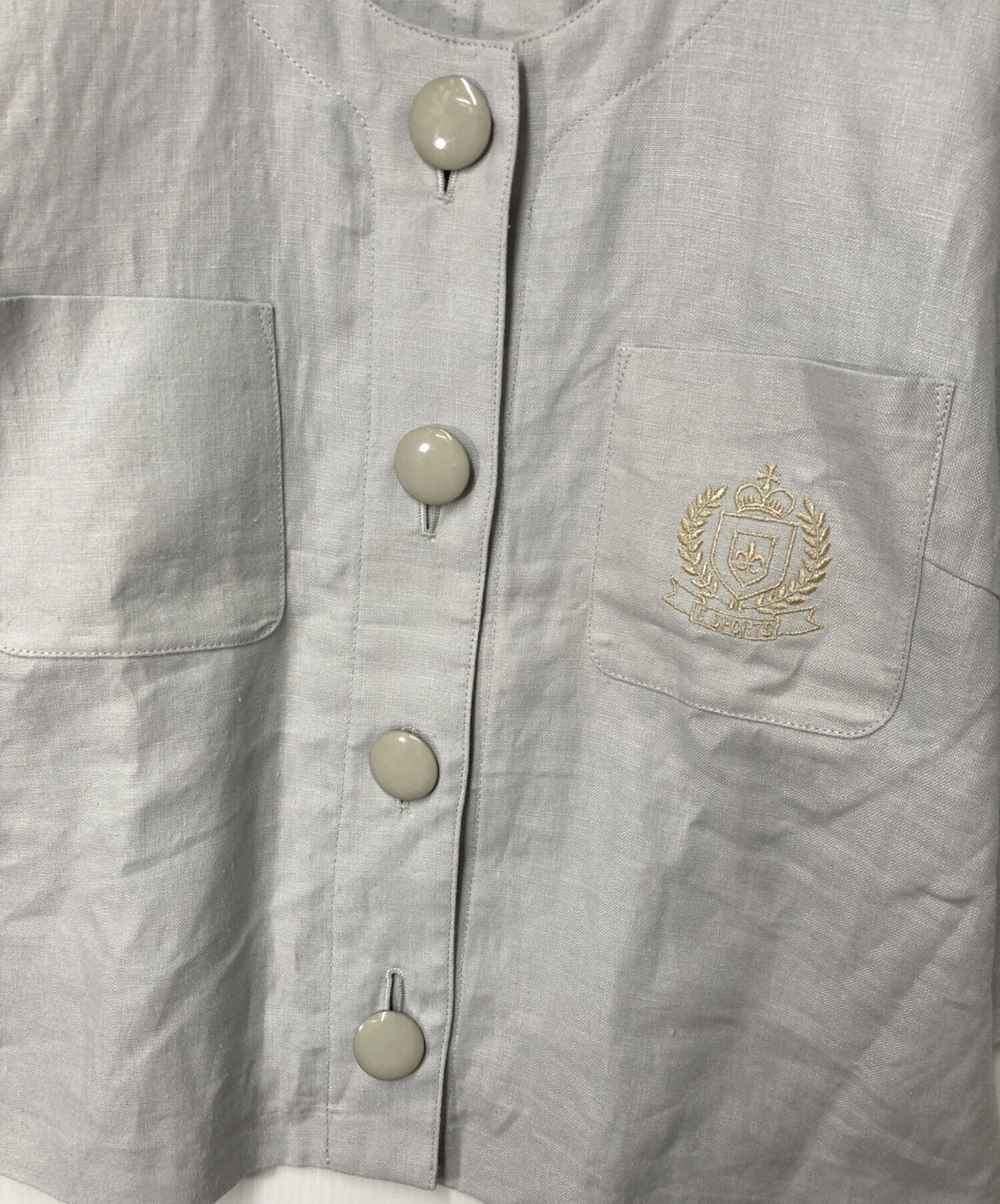 中古・古着通販】Leilian (レリアン) リネンノーカラージャケット