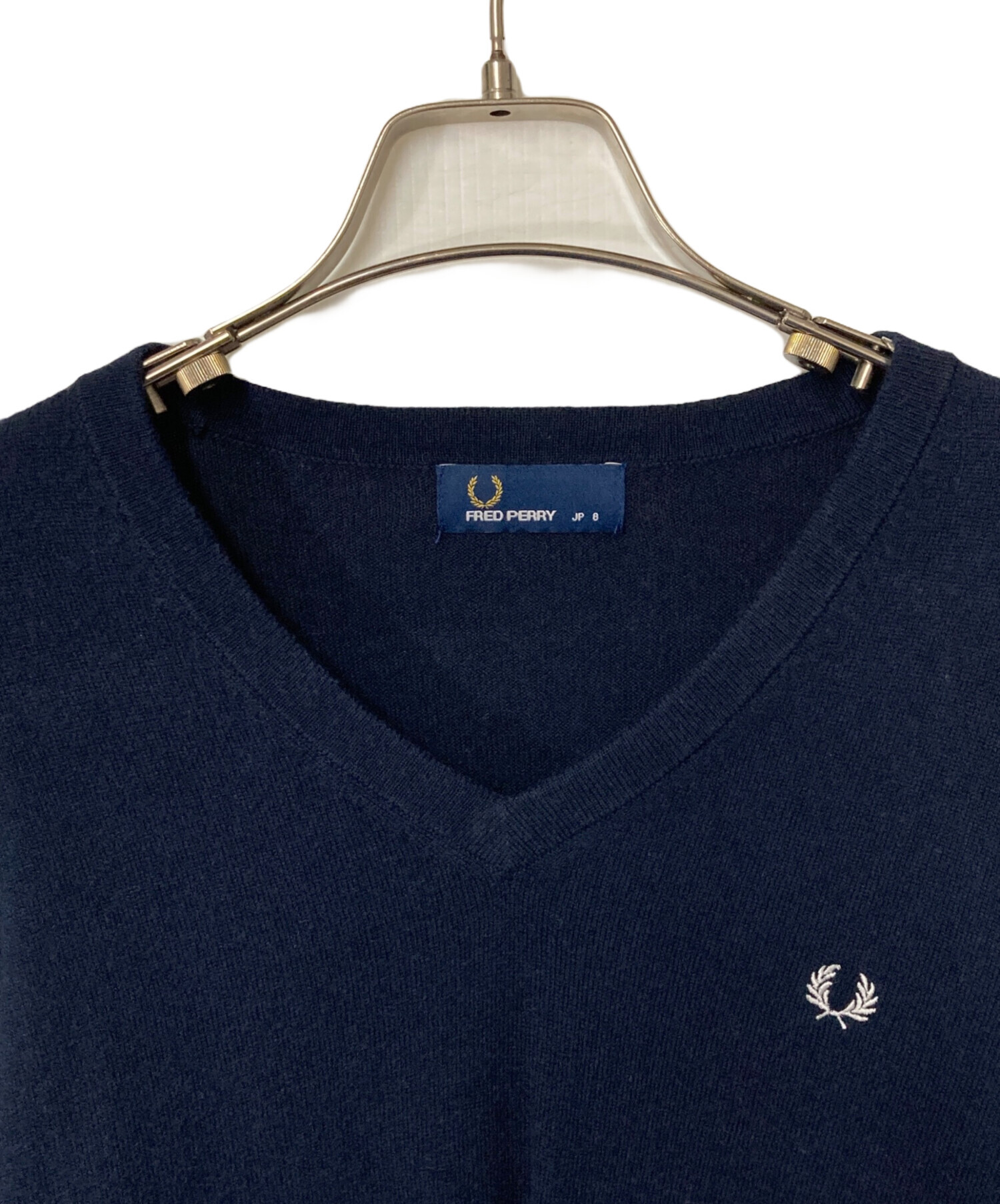 中古・古着通販】FRED PERRY (フレッドペリー) Vネックニット ネイビー