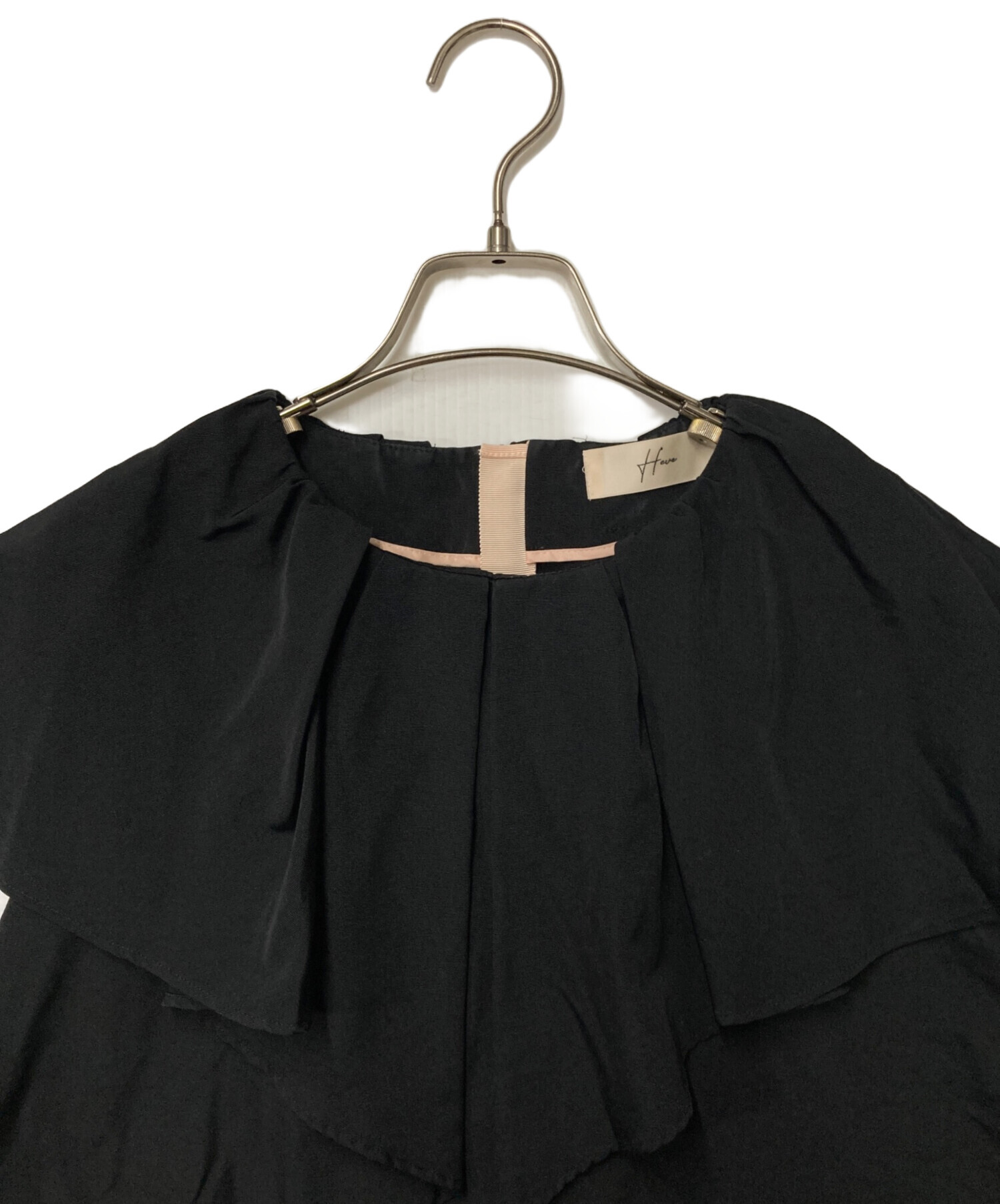 中古・古着通販】Heve (ヘイヴ) ラッフルグログラントップス ブラック