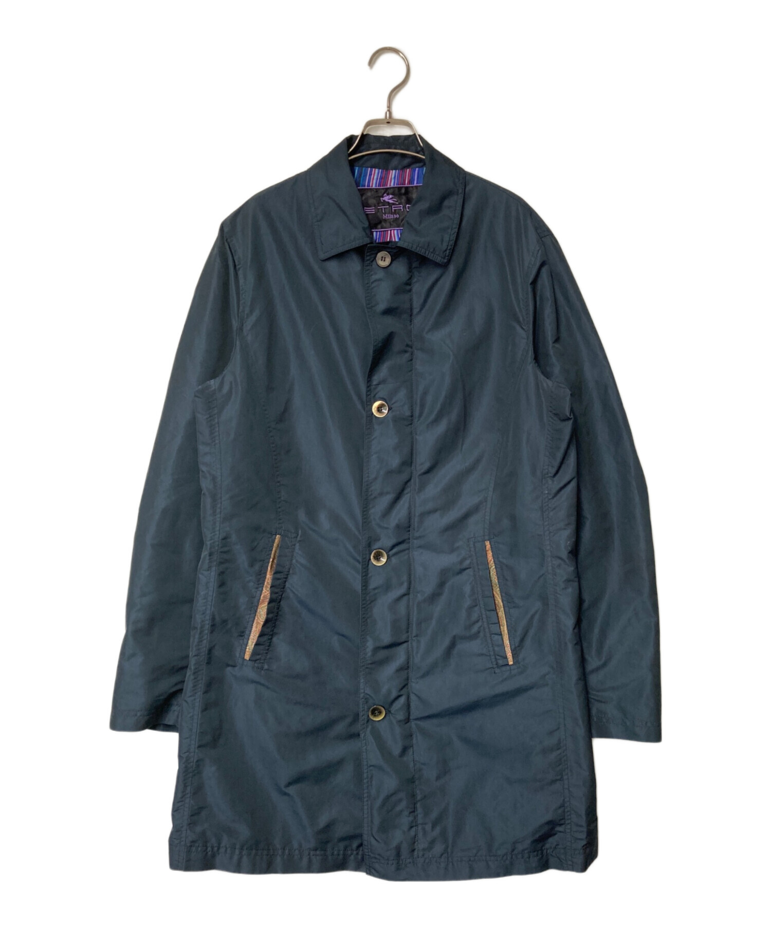 ETRO(エトロ) デザイナーズコート 中古・古着通販】ETRO (エトロ) ステンカラーコート ネイビー サイズ