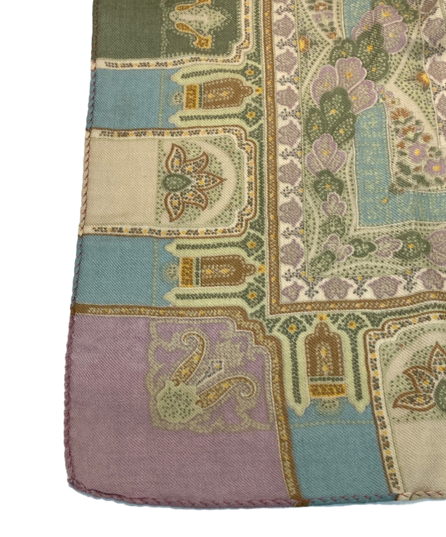 中古・古着通販】ETRO (エトロ) シルクウール大判スカーフ グリーン