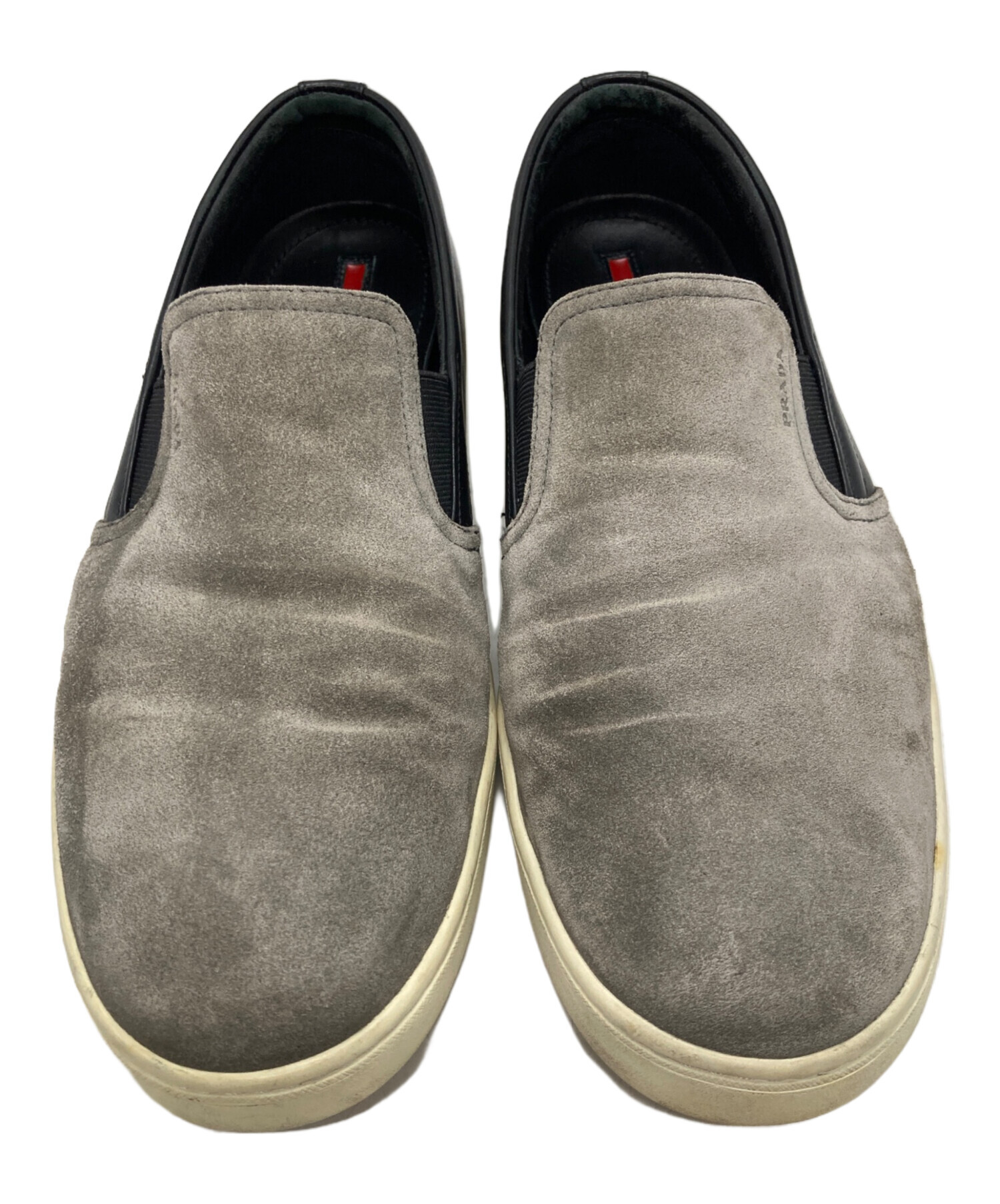 中古・古着通販】PRADA (プラダ) レザー切替スリッポン グレー
