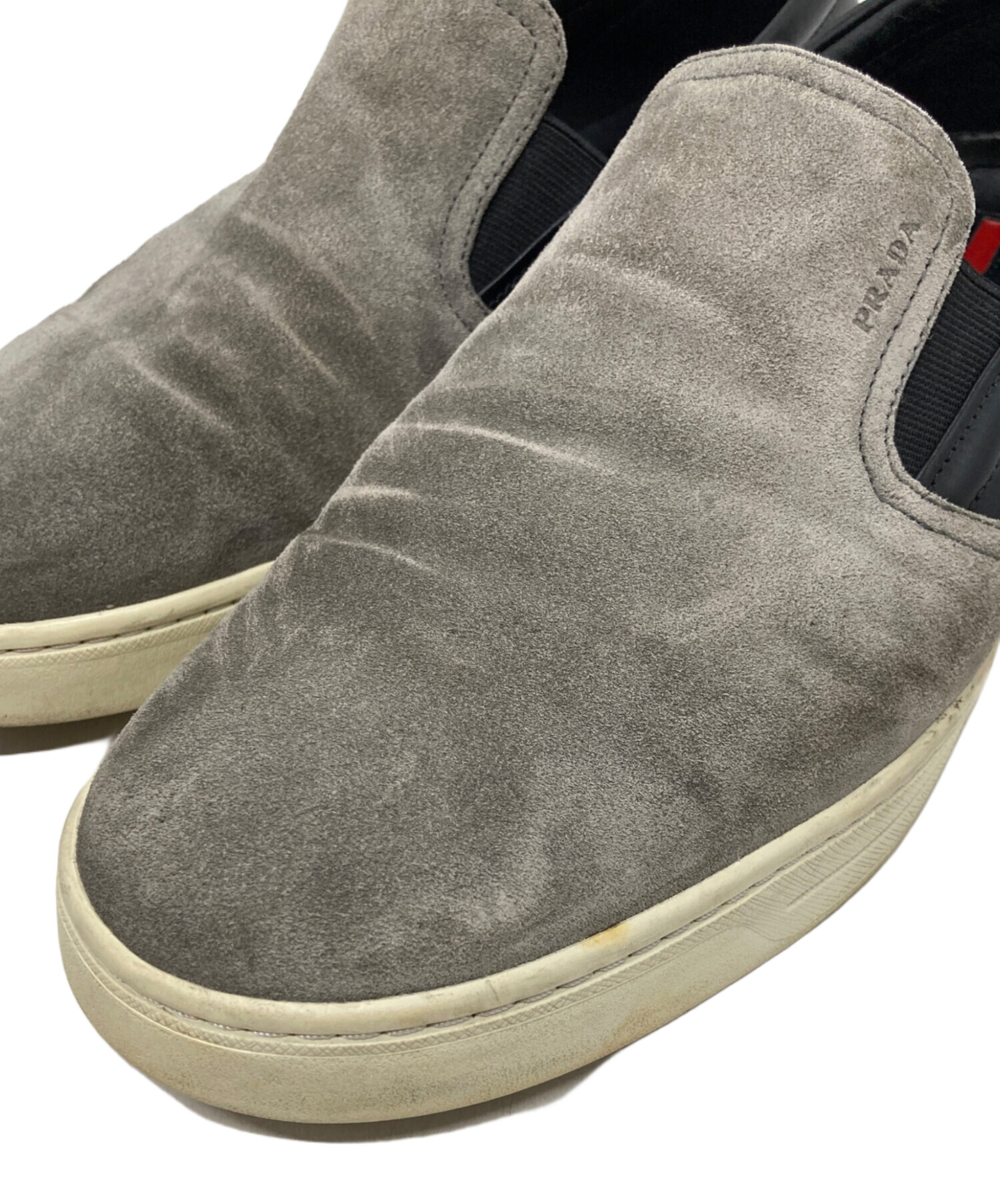 中古・古着通販】PRADA (プラダ) レザー切替スリッポン グレー