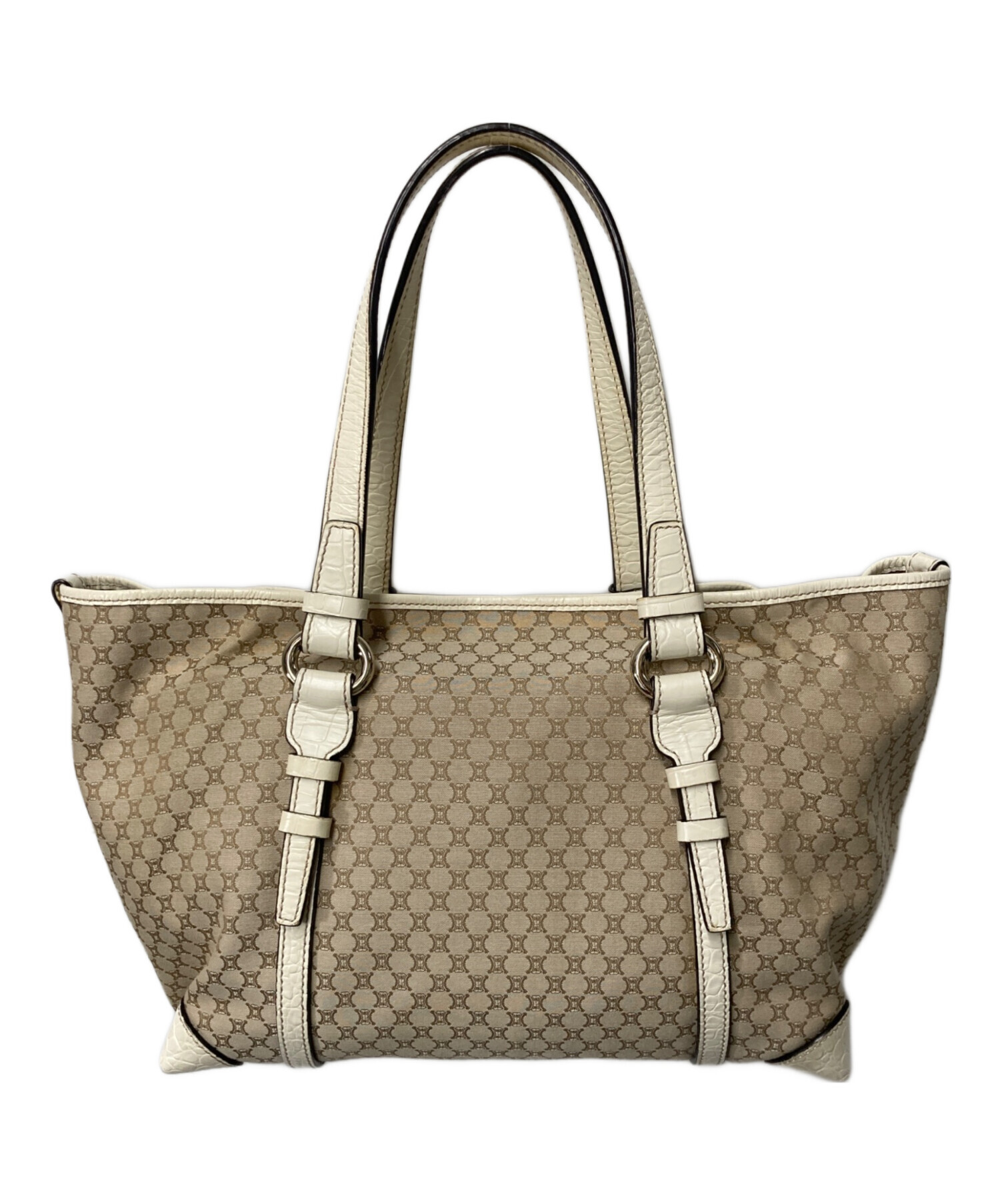 W*!様 CELINE マカダム柄 トートバッグ 中古・古着通販】CELINE (セリーヌ) マカダム柄トートバッグ ホワイト