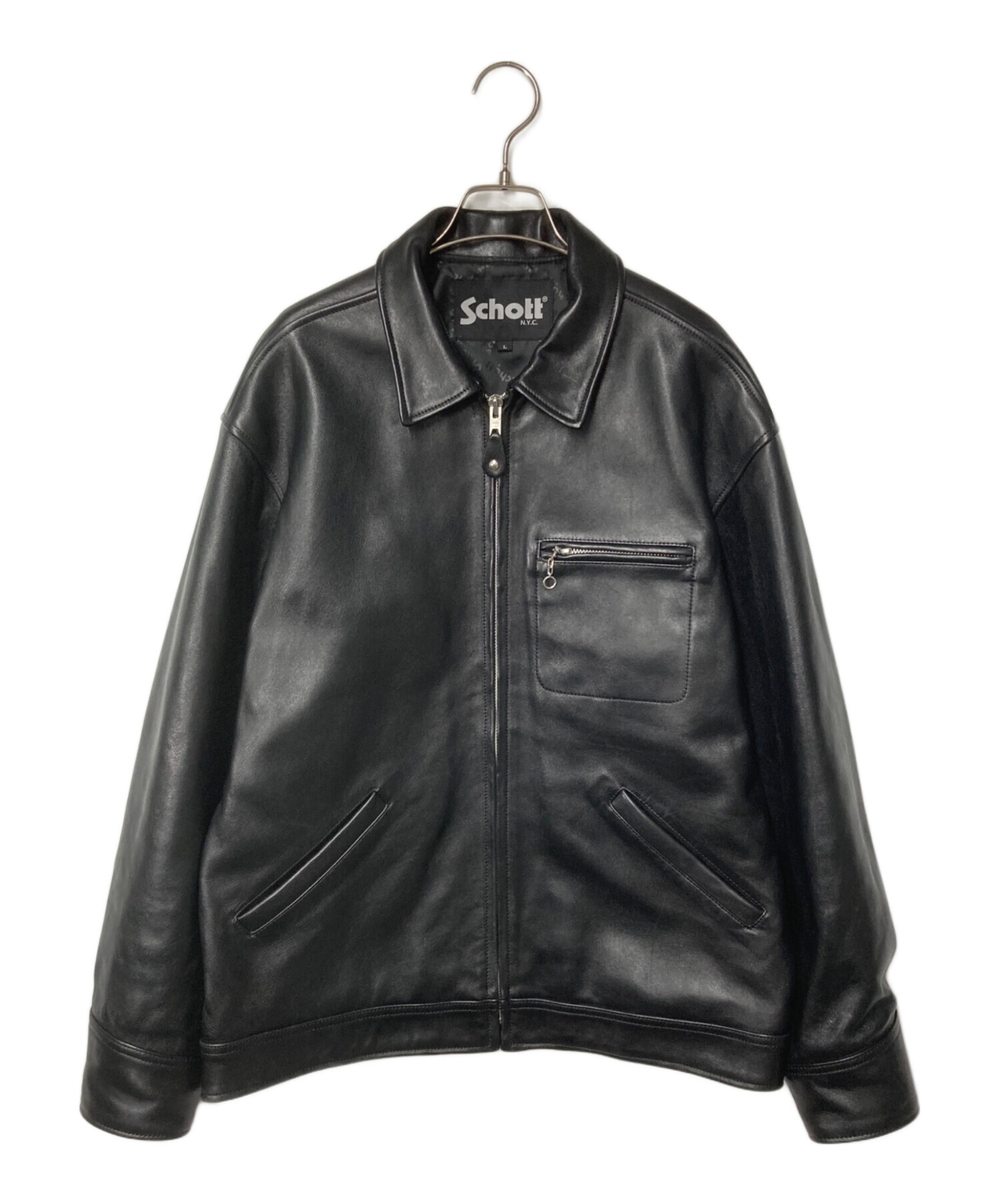 中古・古着通販】Schott (ショット) LEATHER TRACKER JACKET ブラック