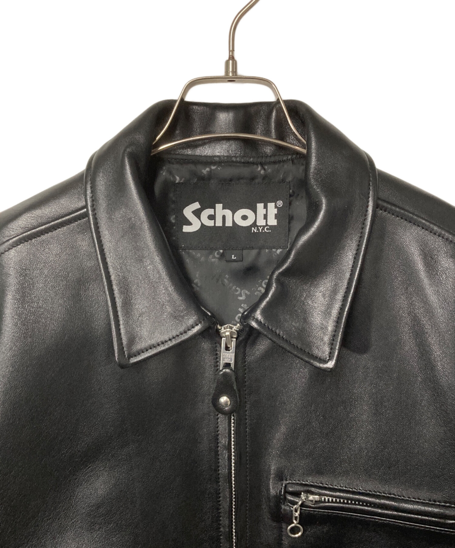 中古・古着通販】Schott (ショット) LEATHER TRACKER JACKET ブラック