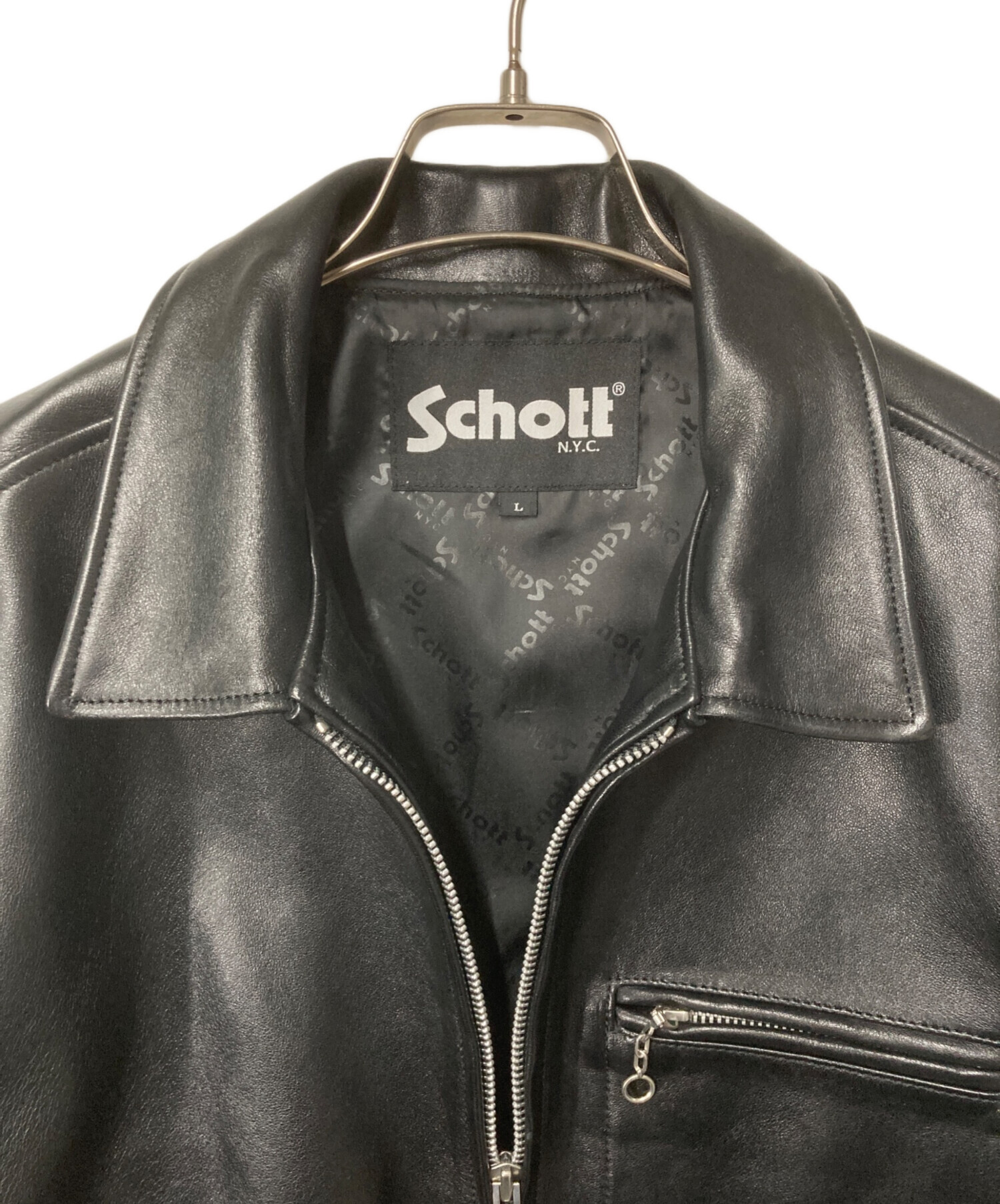 中古 SCHOTT LEATHER TRACKER JACKET 中古・古着通販】Schott (ショット) LEATHER TRACKER JACKET ブラック