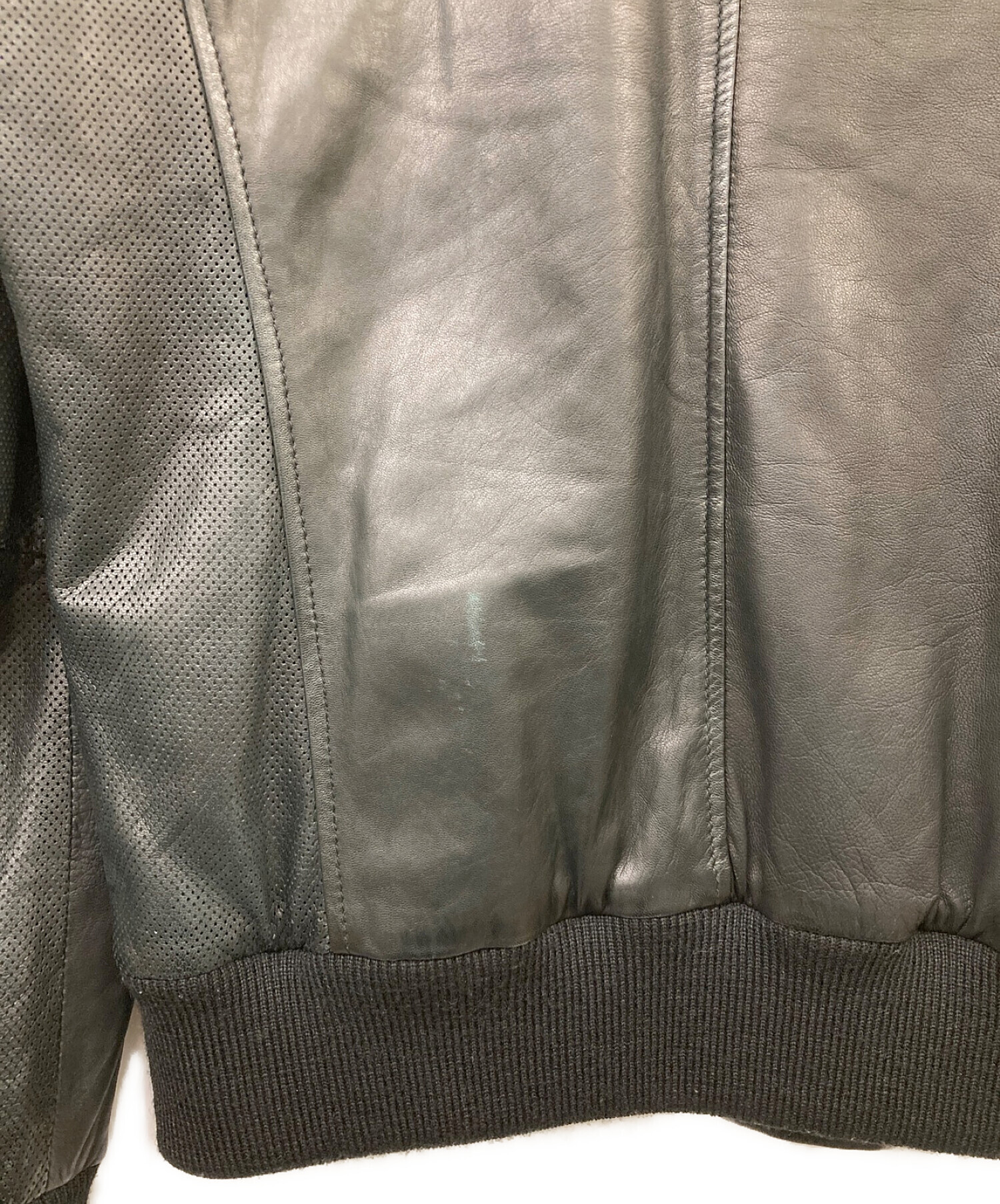 中古・古着通販】NARDI (ナルディ) レザーブルゾン ブラック サイズ:50 