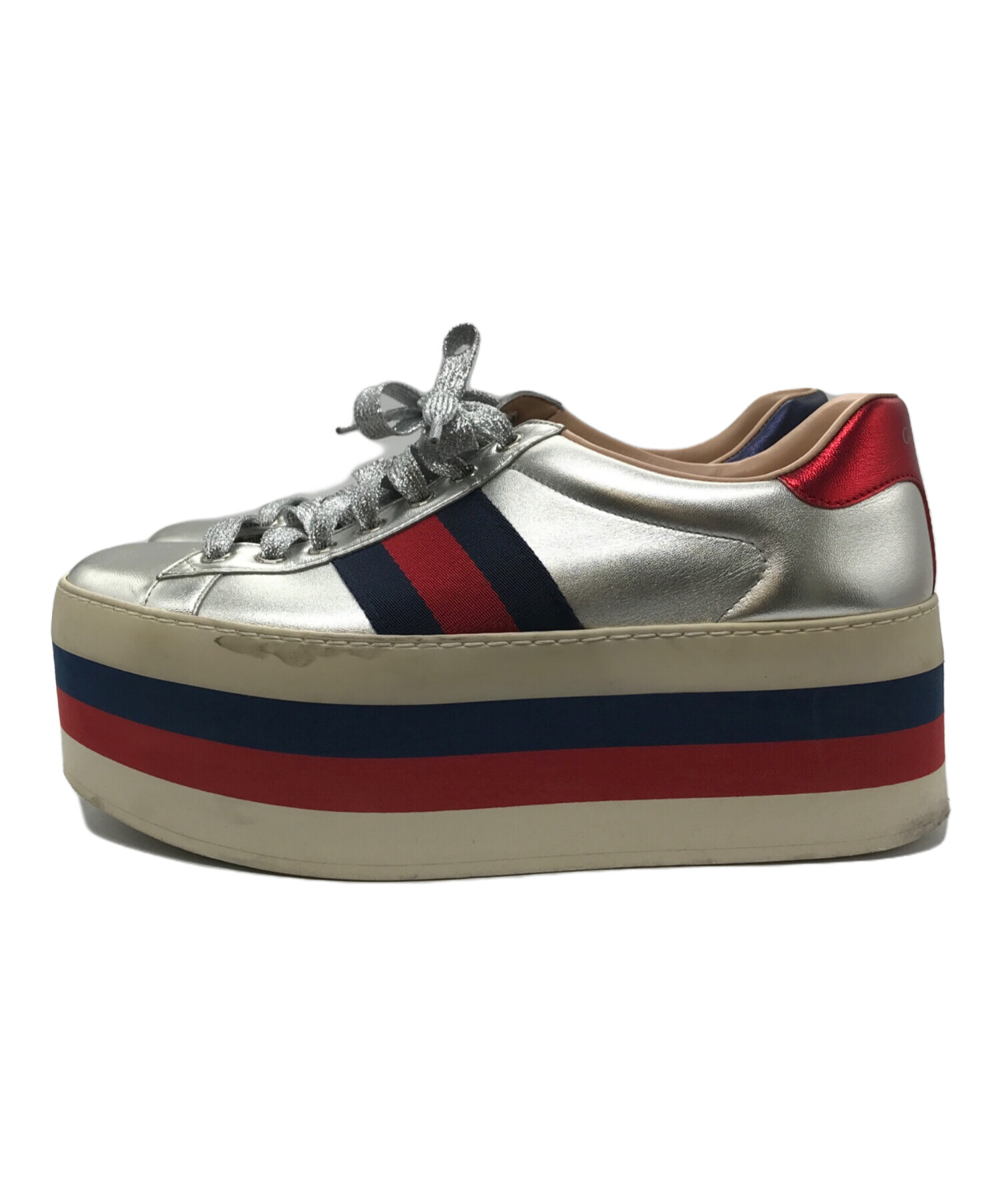 中古・古着通販】GUCCI (グッチ) レザープラットフォームスニーカー 
