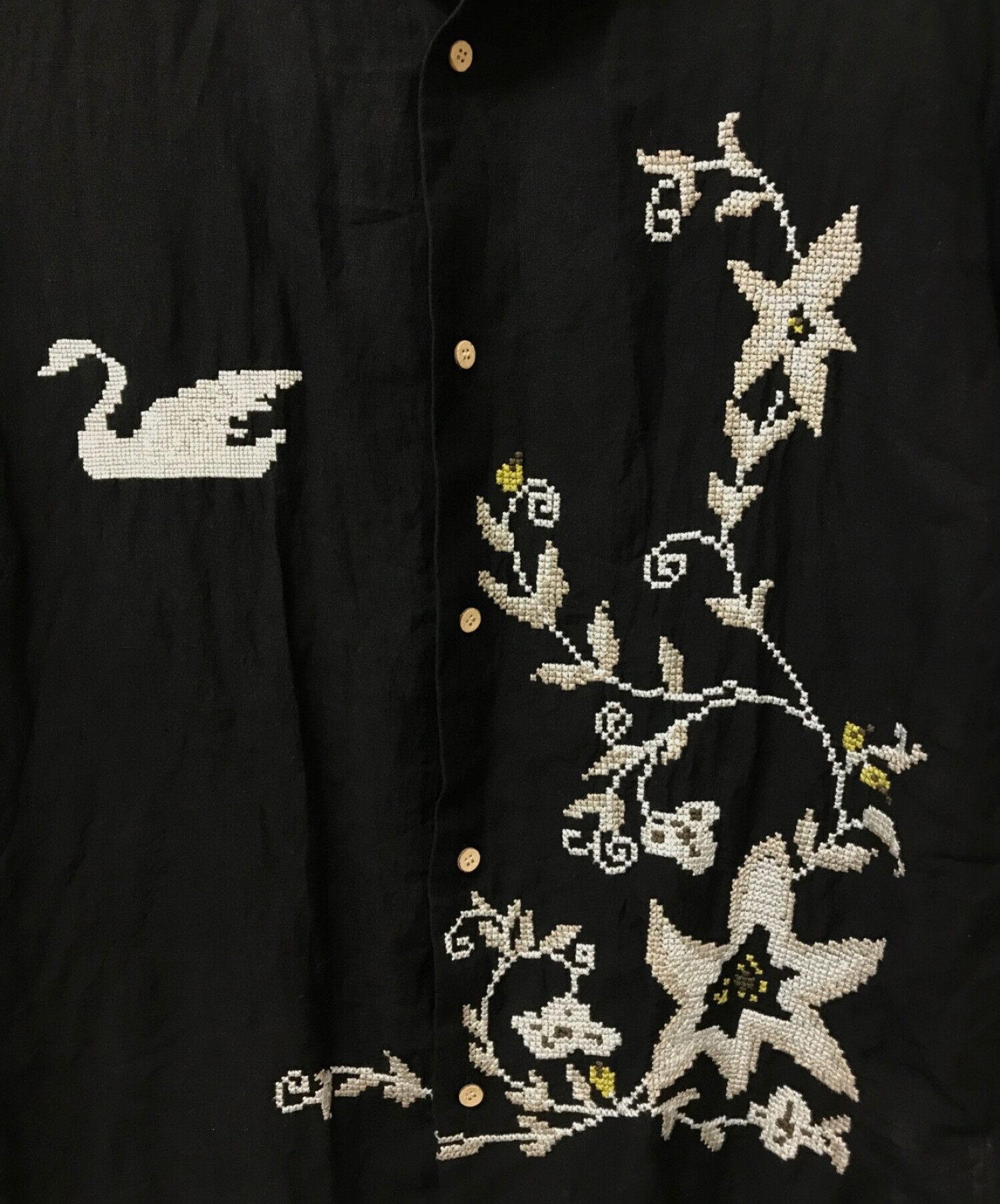 中古・古着通販】KHOKI (コッキ) 24SS Cross-stitch shirt ブラック 