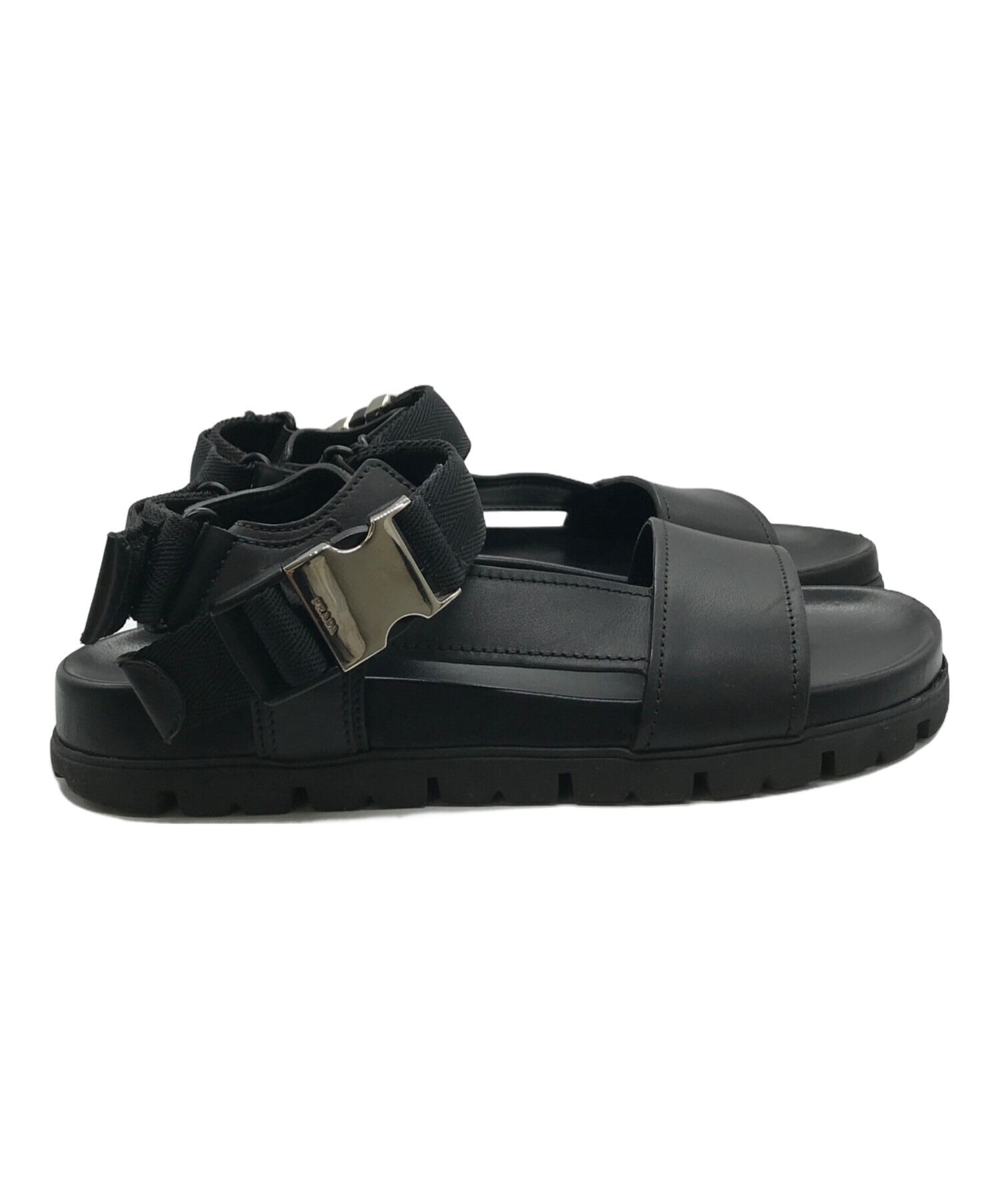 中古・古着通販】PRADA (プラダ) レザー切替スポーツサンダル ブラック