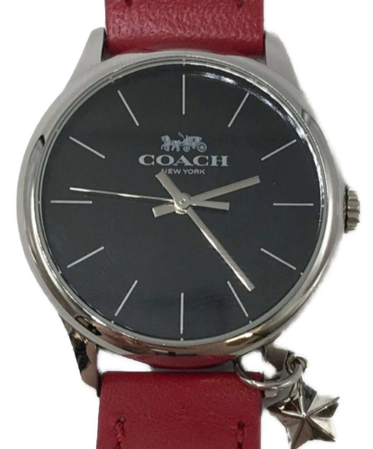 中古・古着通販】COACH (コーチ) レザーベルトウォッチ ブラック 