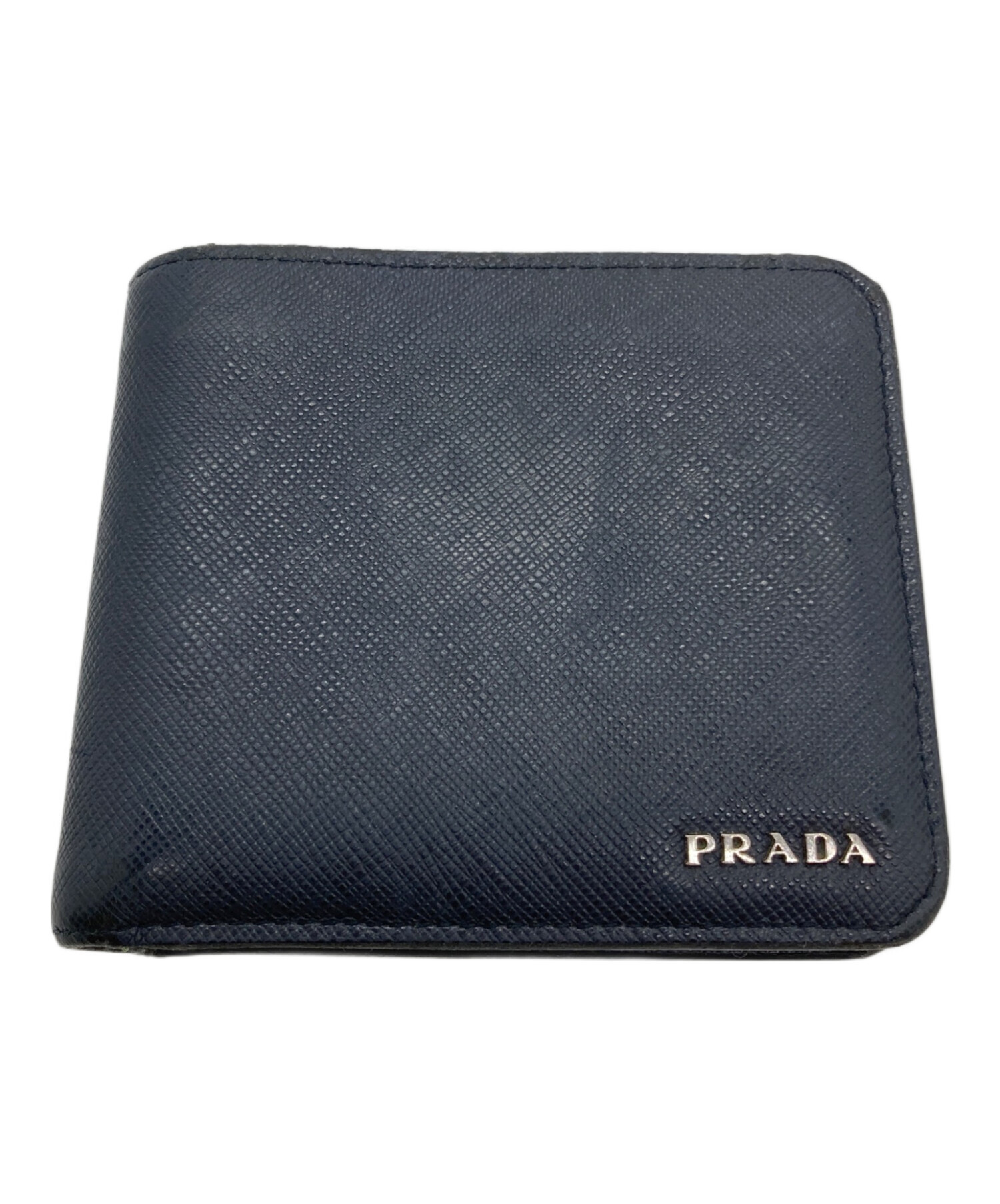 中古・古着通販】PRADA (プラダ) 2つ折り財布 ネイビー 中古・古着通販】PRADA (プラダ) 2つ折り財布 ネイビー