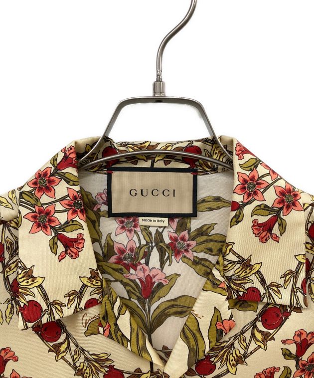 GUCCI グッチ フローラ レイヤード シルクシャツ 半袖 サイズ44 中古・古着通販】GUCCI (グッチ) ボタニカルオープンカラーシルク