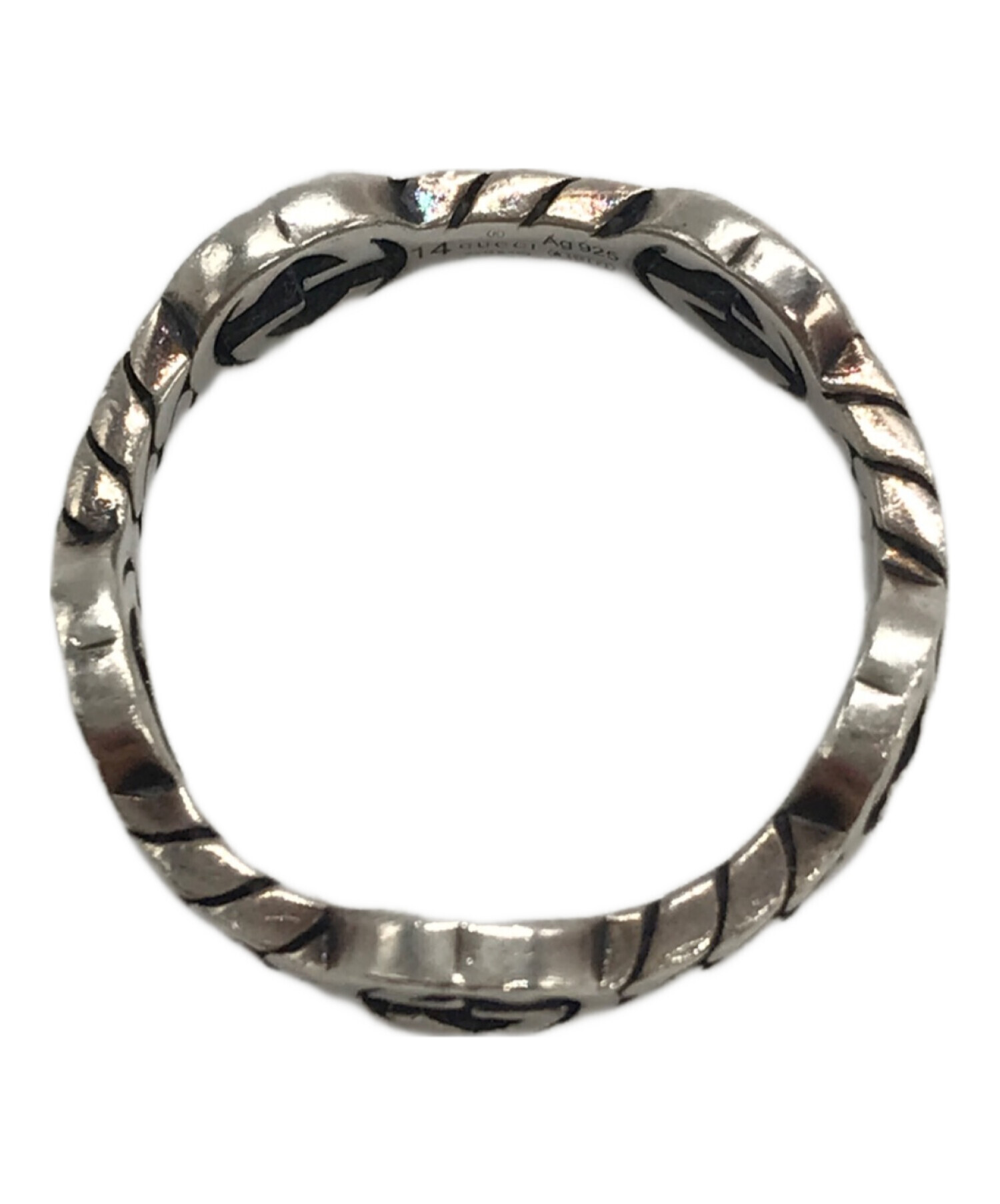 GUCCI グッチ ロゴプレート チェーンリング　刻印サイズ:16号 GUCCI（グッチ） メンズ レディース 指輪 ヴィンテージ ロゴ リング