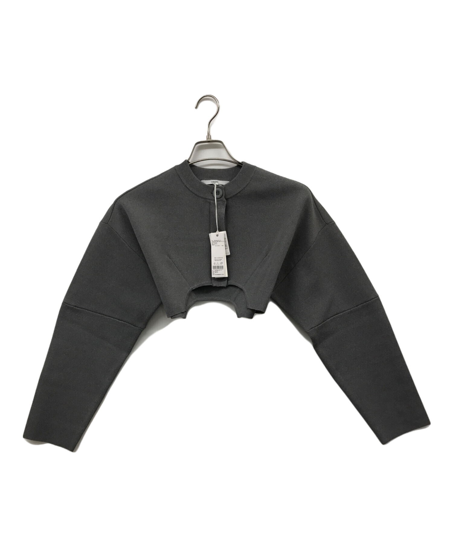 UN3D. イレギュラーヘムショートニットカーディガン グレー 38