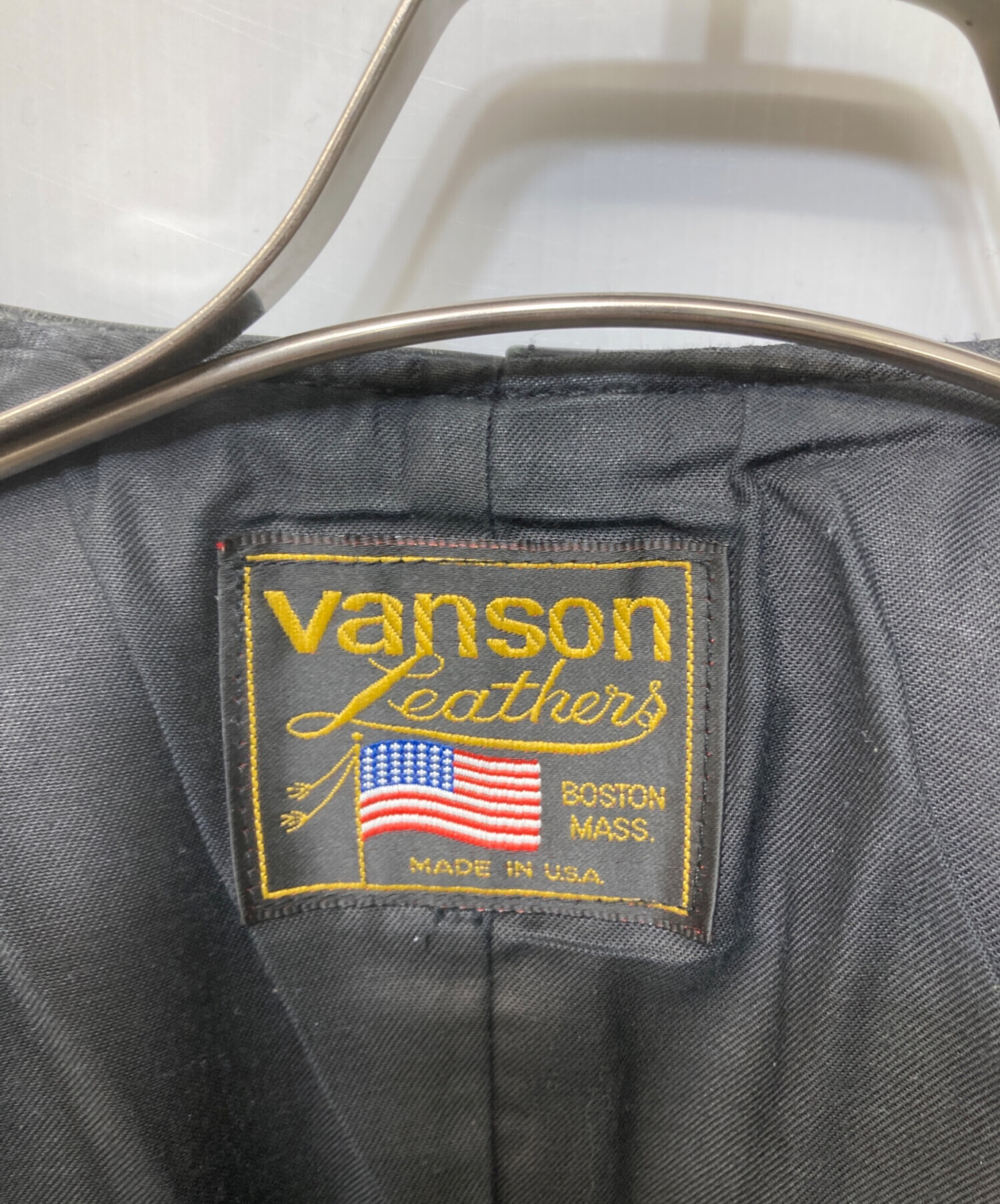 中古・古着通販】VANSON (バンソン) レザーベスト ブラック サイズ 