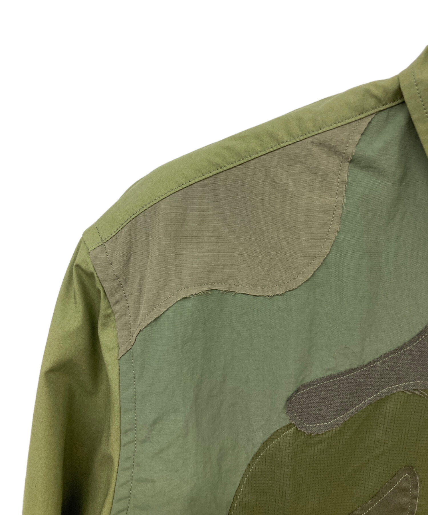 KUON クオン カジュアルシャツ メンズ 【古着】【中古】 中古・古着通販】KUON (クオン) Patchwork Camo Hobo Shirt オリーブ